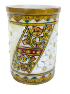Premium Handcrafted Marble Pen Stand with Floral Inlay Art