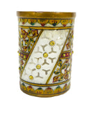 Premium Handcrafted Marble Pen Stand with Floral Inlay Art