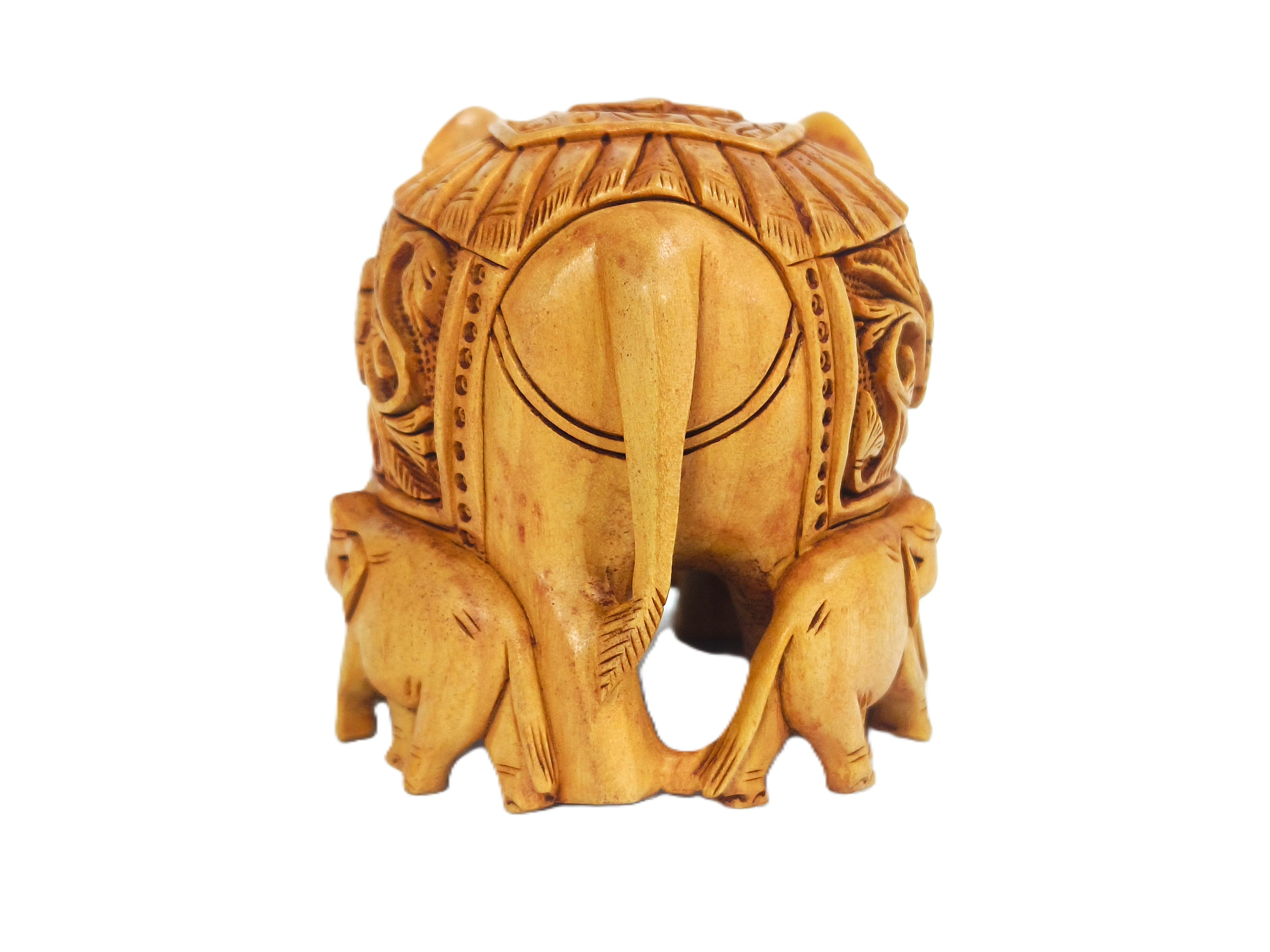 Luxury Hand-Carved Wooden Elephant Family Decor