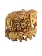 Luxury Hand-Carved Wooden Elephant Family Decor