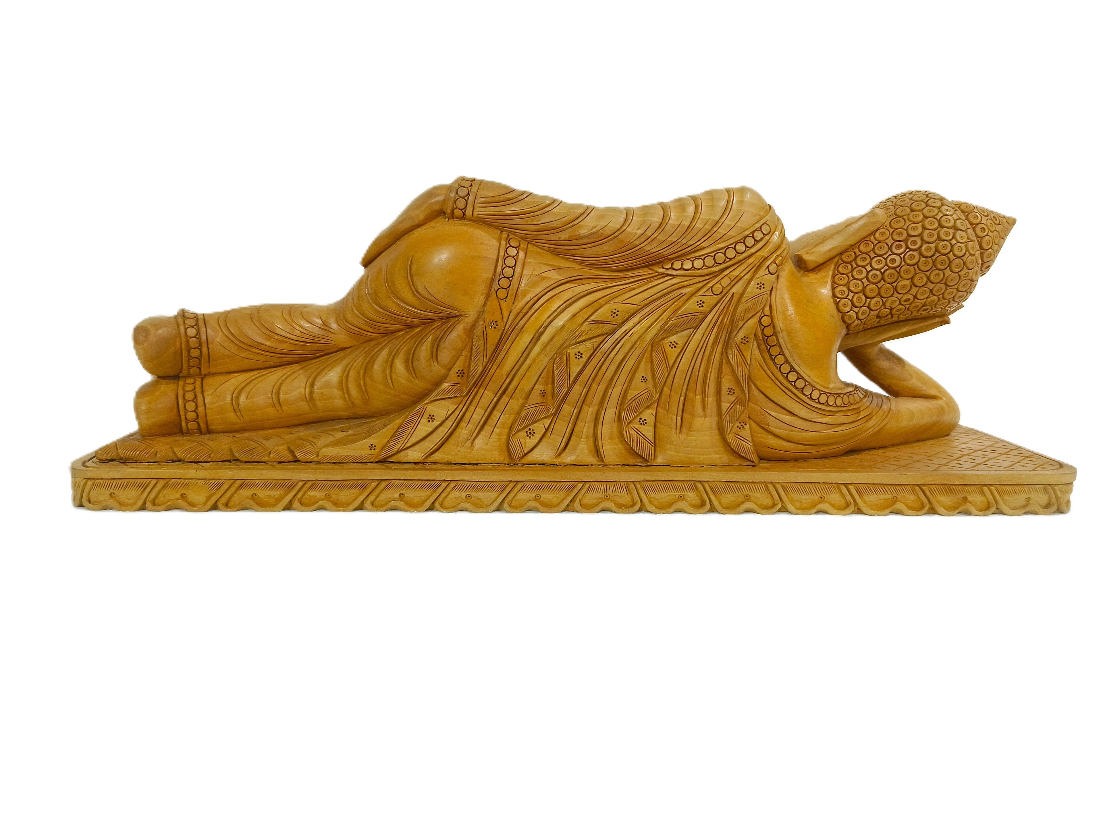 Exquisite Wooden Reclining Buddha Sculpture for Spiritual Décor