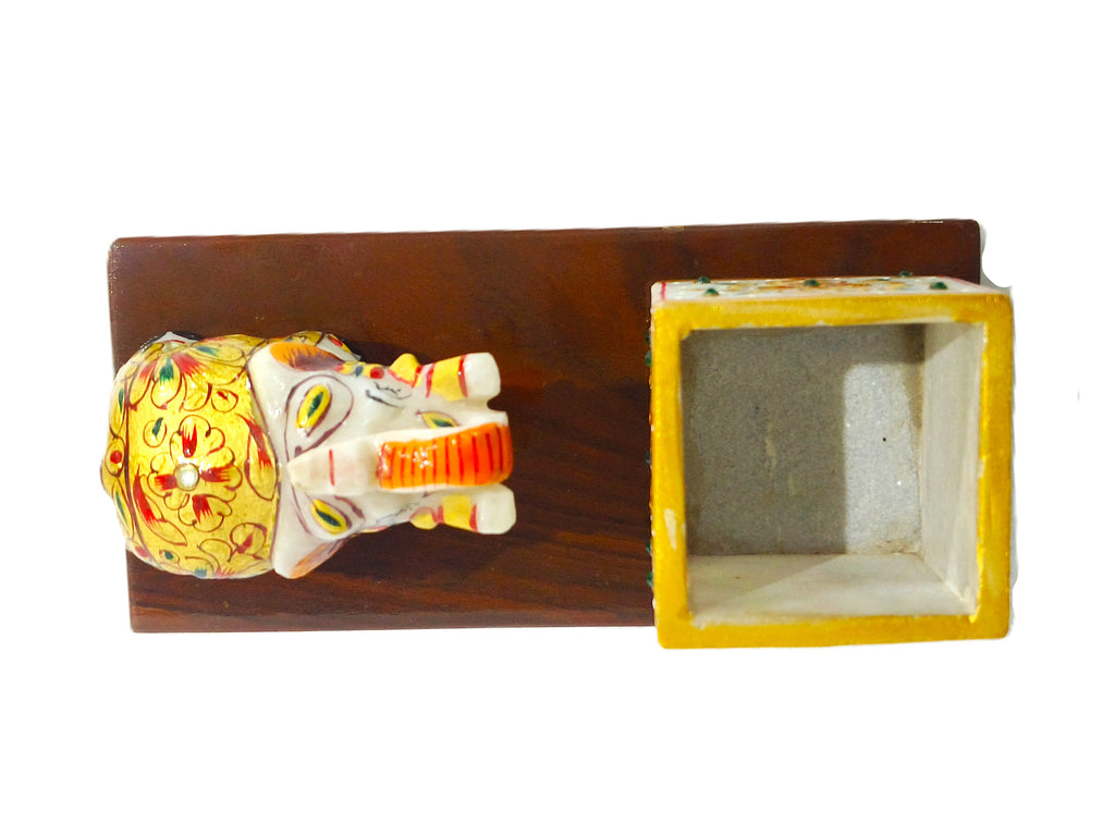 Marble Elephant Desk Organizer – Handmade Rajasthani Handicraft Gift