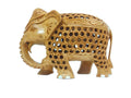 Traditional Jaali Carved Wooden Elephant Showpiece