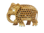 Traditional Jaali Carved Wooden Elephant Showpiece