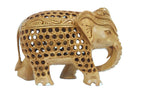 Traditional Jaali Carved Wooden Elephant Showpiece