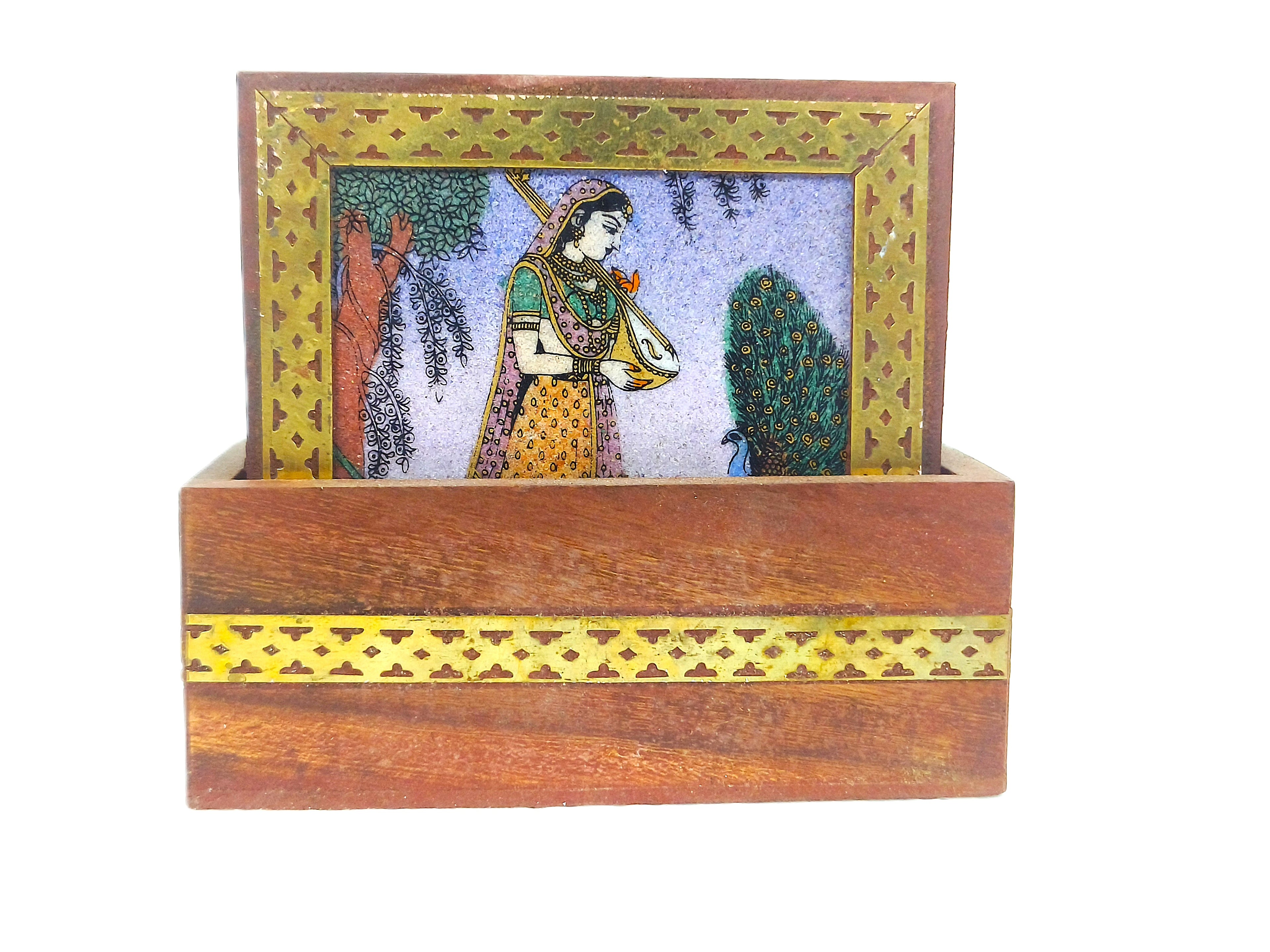Heritage Muse – Rajasthani Miniature Painting Coasters (Set of 6)