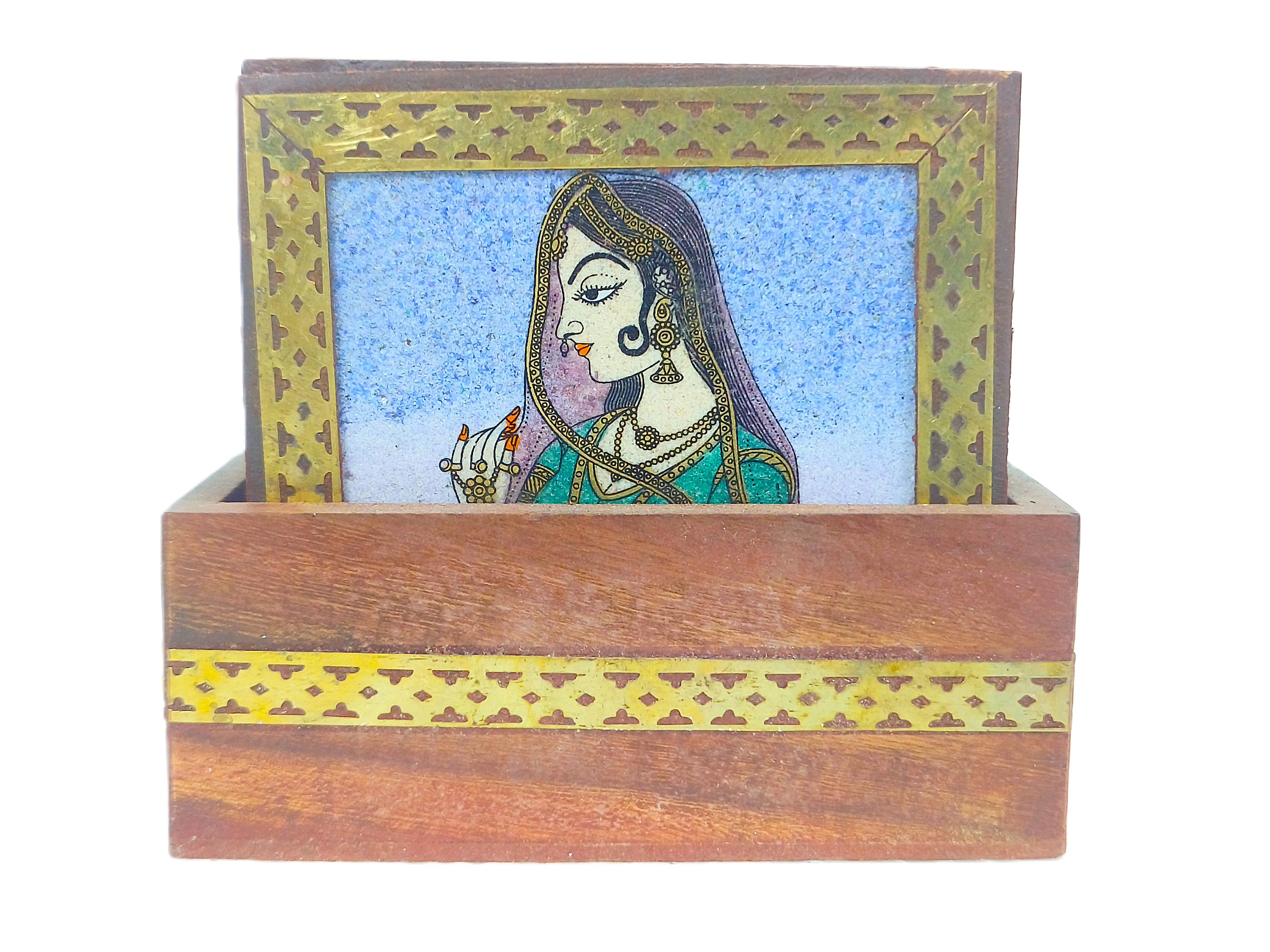 Heritage Muse – Rajasthani Miniature Painting Coasters (Set of 6)