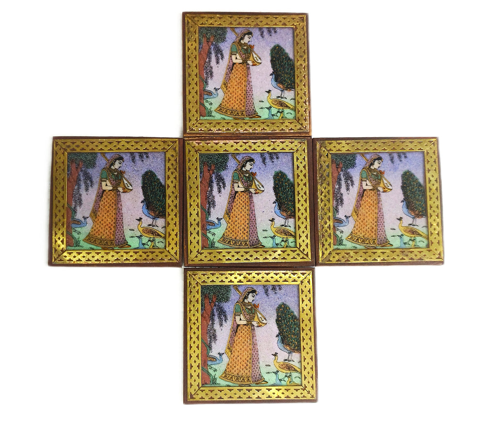 Heritage Muse – Rajasthani Miniature Painting Coasters (Set of 6)