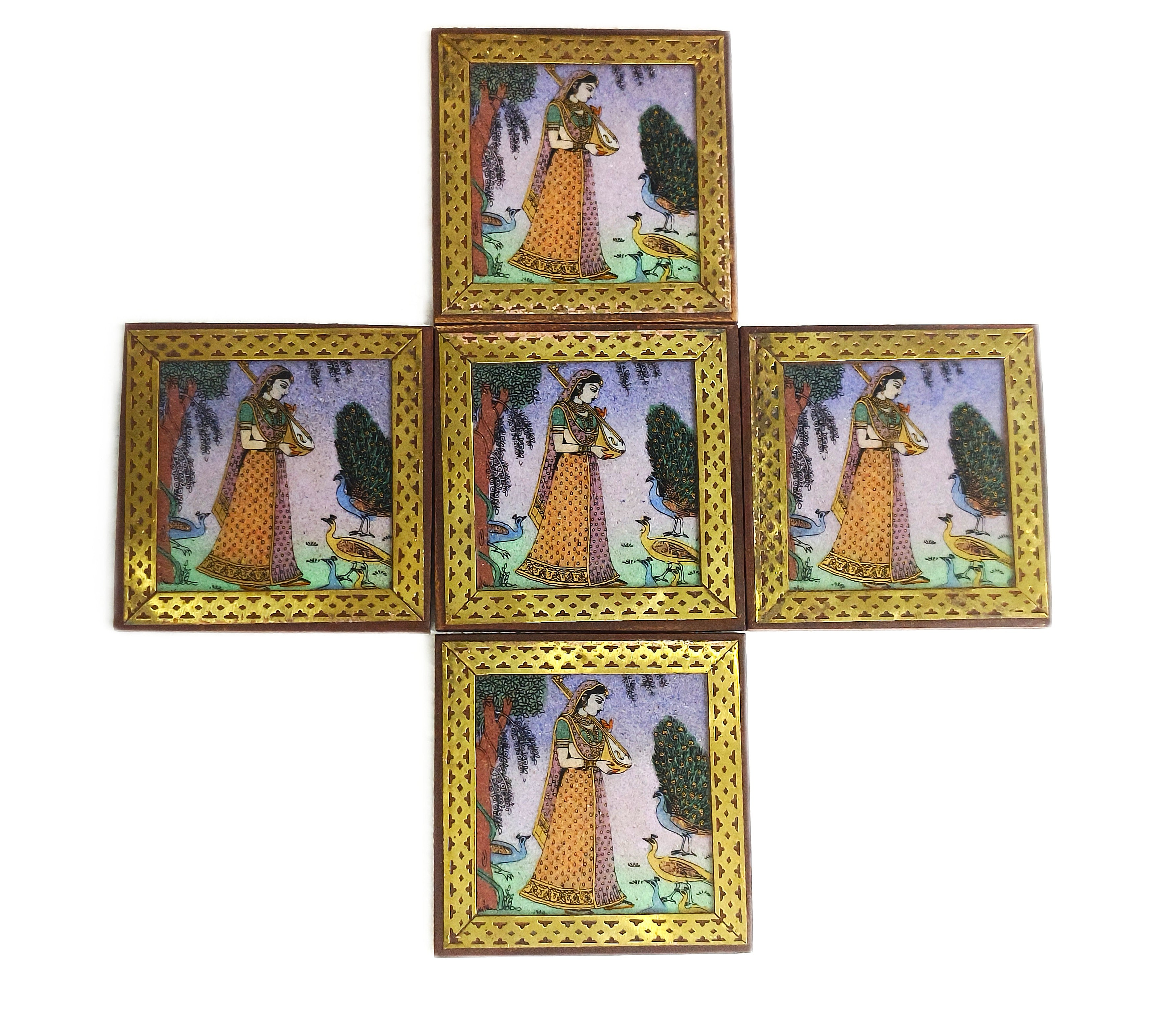 Heritage Muse – Rajasthani Miniature Painting Coasters (Set of 6)