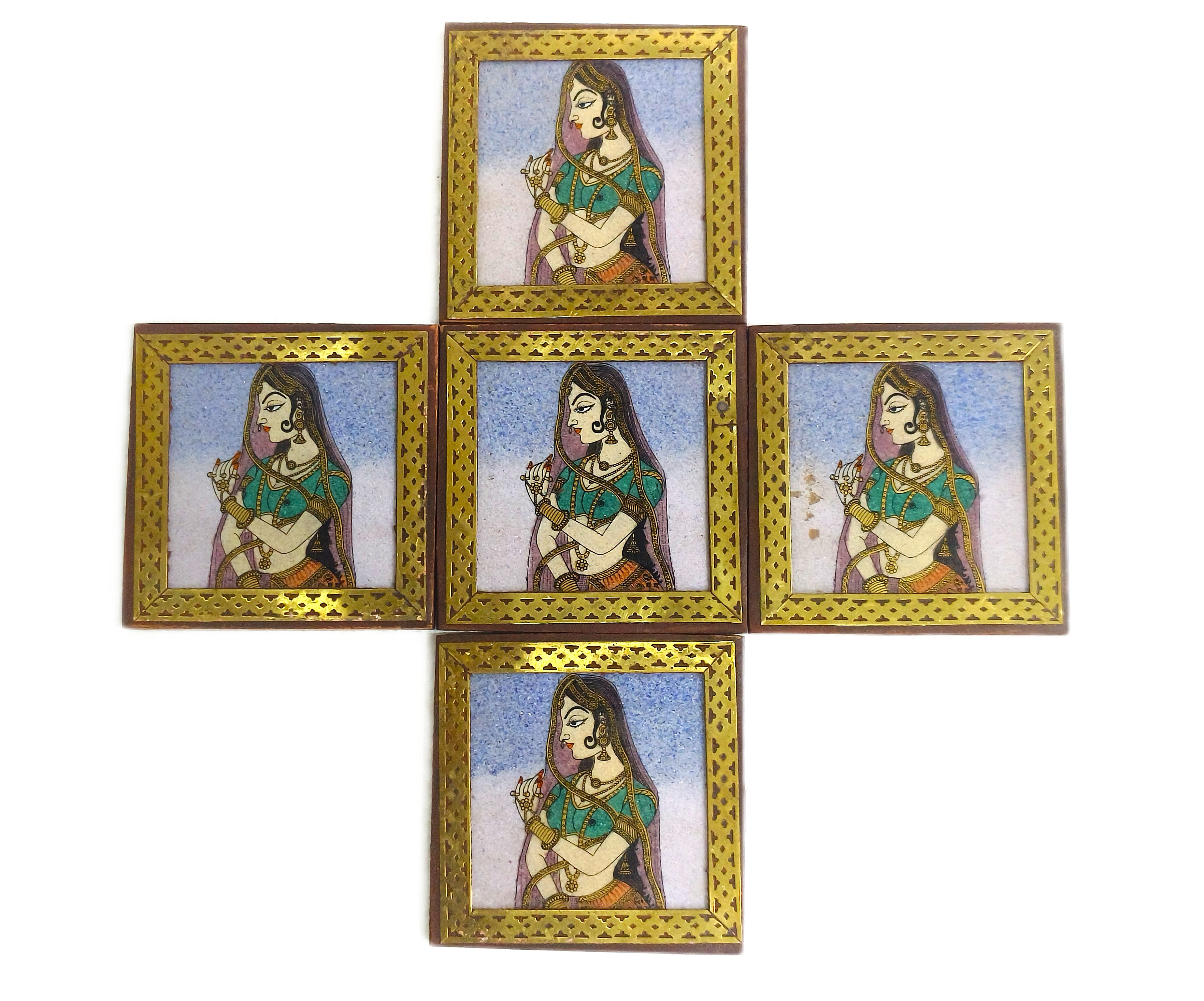 Heritage Muse – Rajasthani Miniature Painting Coasters (Set of 6)
