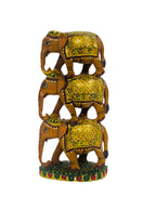 Trinity of Prosperity – Handcrafted Rajasthani Stacked Elephant Sculpture
