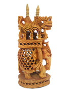 Royal Heritage Hand-Carved Wooden Elephant with Ornate Palace Canopy