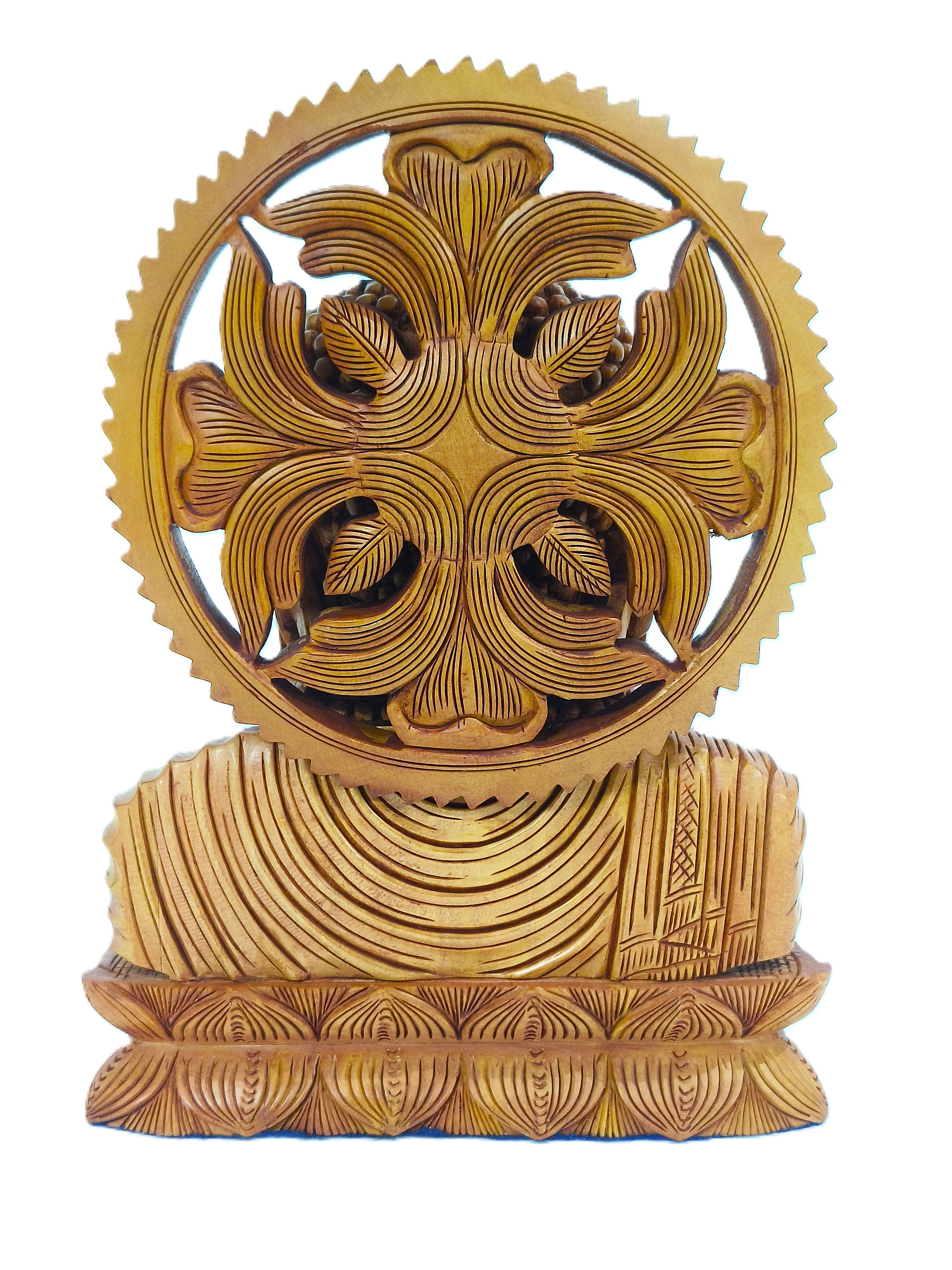 Serene Enlightenment – Handcrafted Wooden Buddha Bust