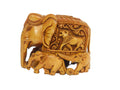 Handcrafted Wooden Elephant Family Sculpture | Indian Traditional Carving