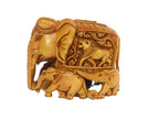 Handcrafted Wooden Elephant Family Sculpture | Indian Traditional Carving