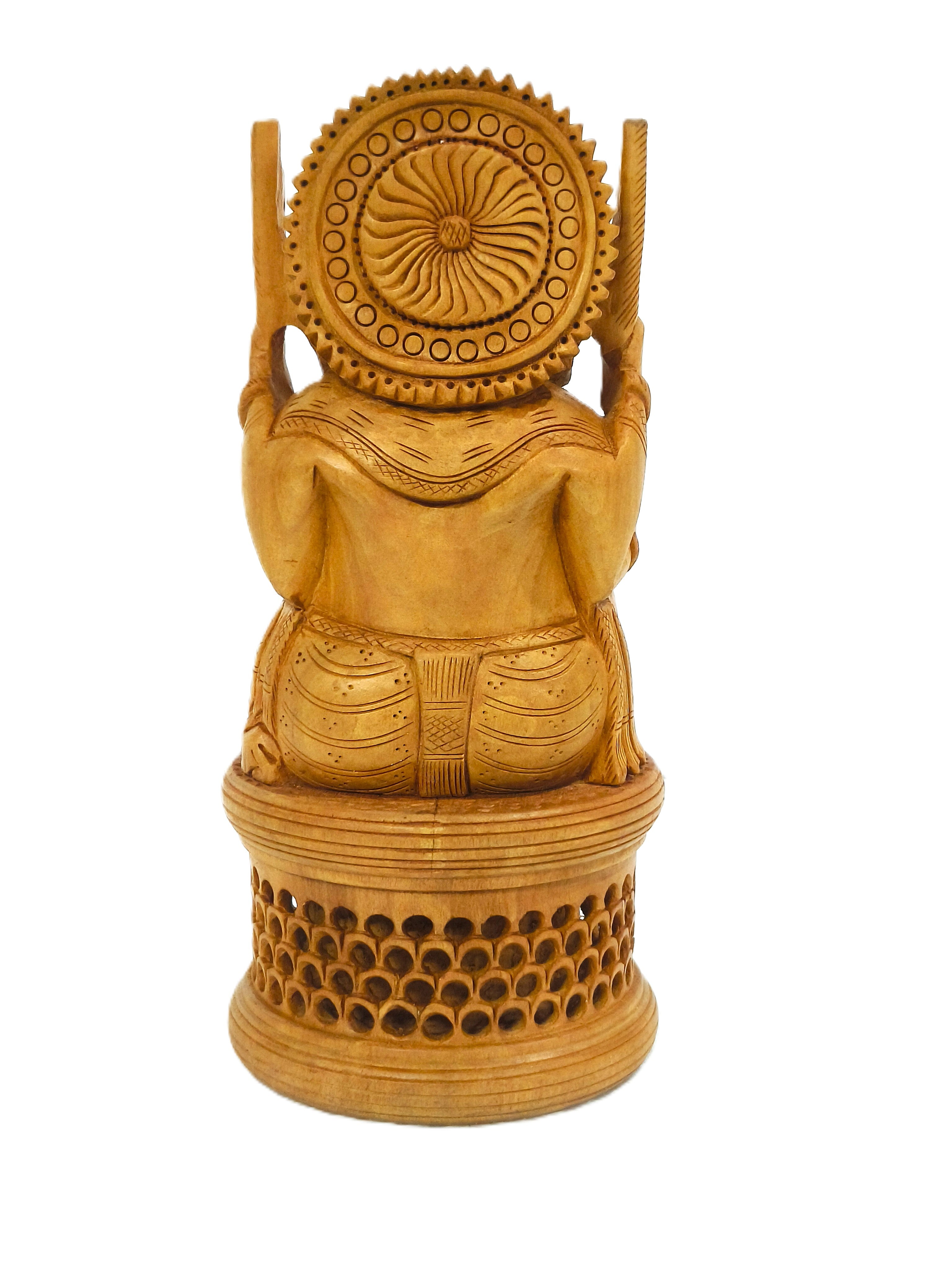 Vighnaharta Grace – Handcrafted Wooden Lord Ganesha