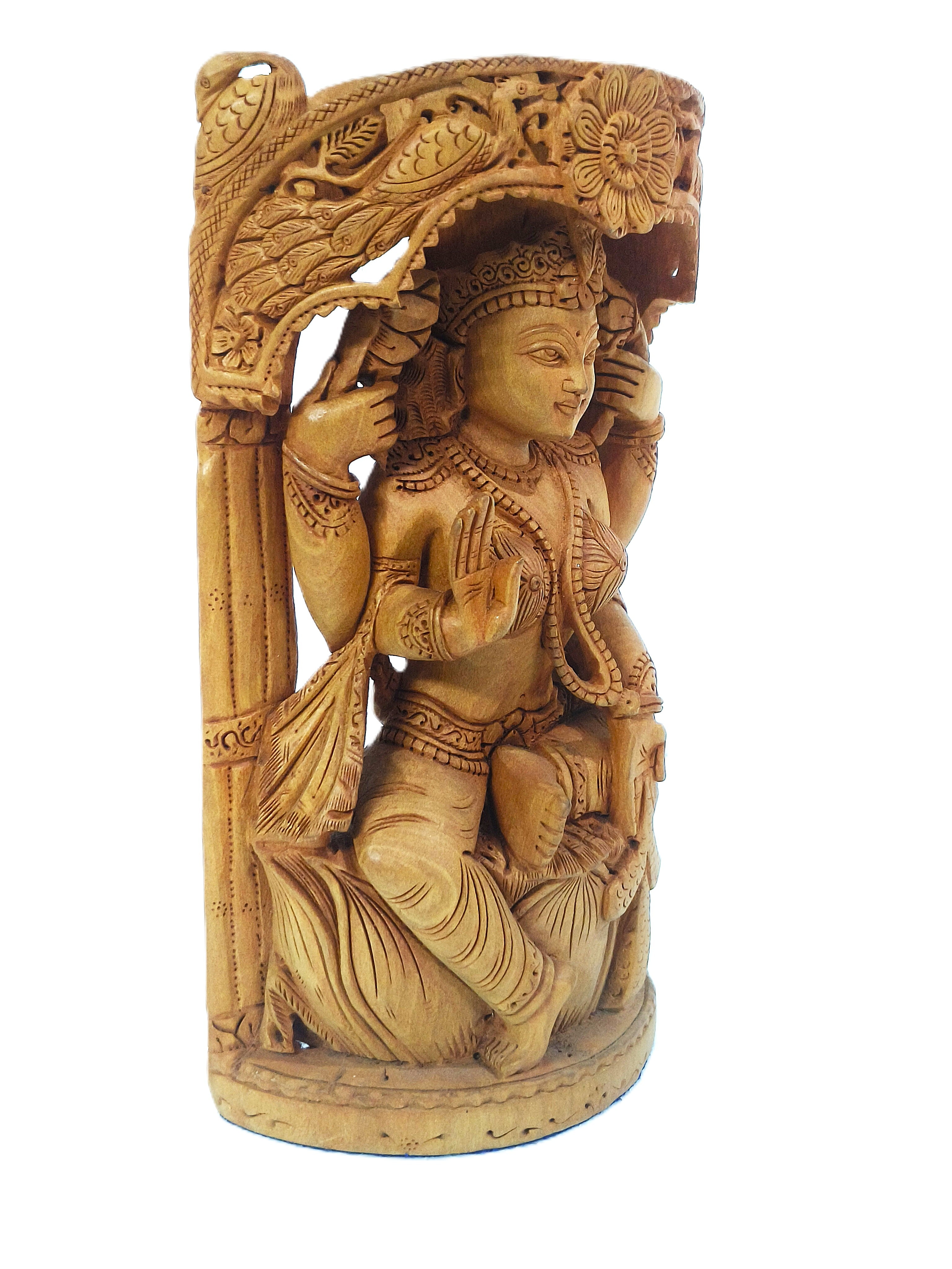 Divine Abhaya – Handcrafted Wooden Goddess Idol