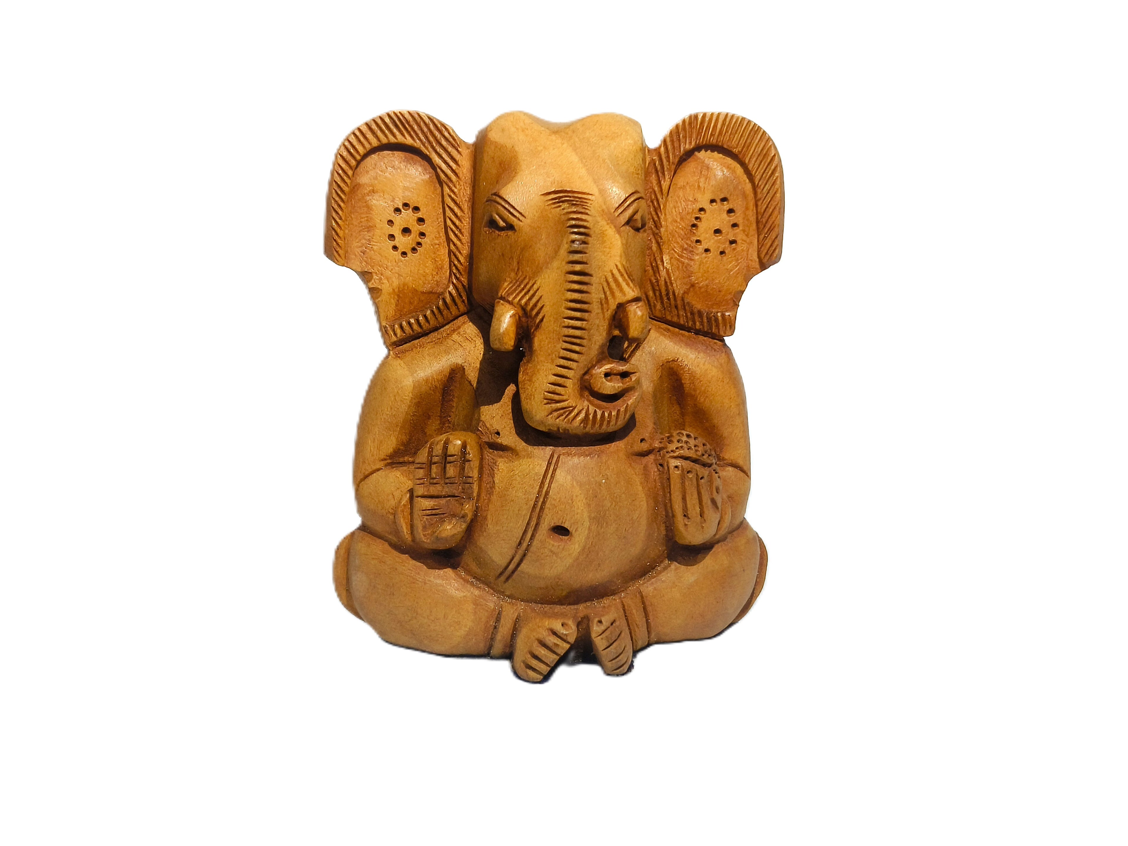 Traditional Indian Wooden Ganesha – Handcrafted Decorative Sculpture
