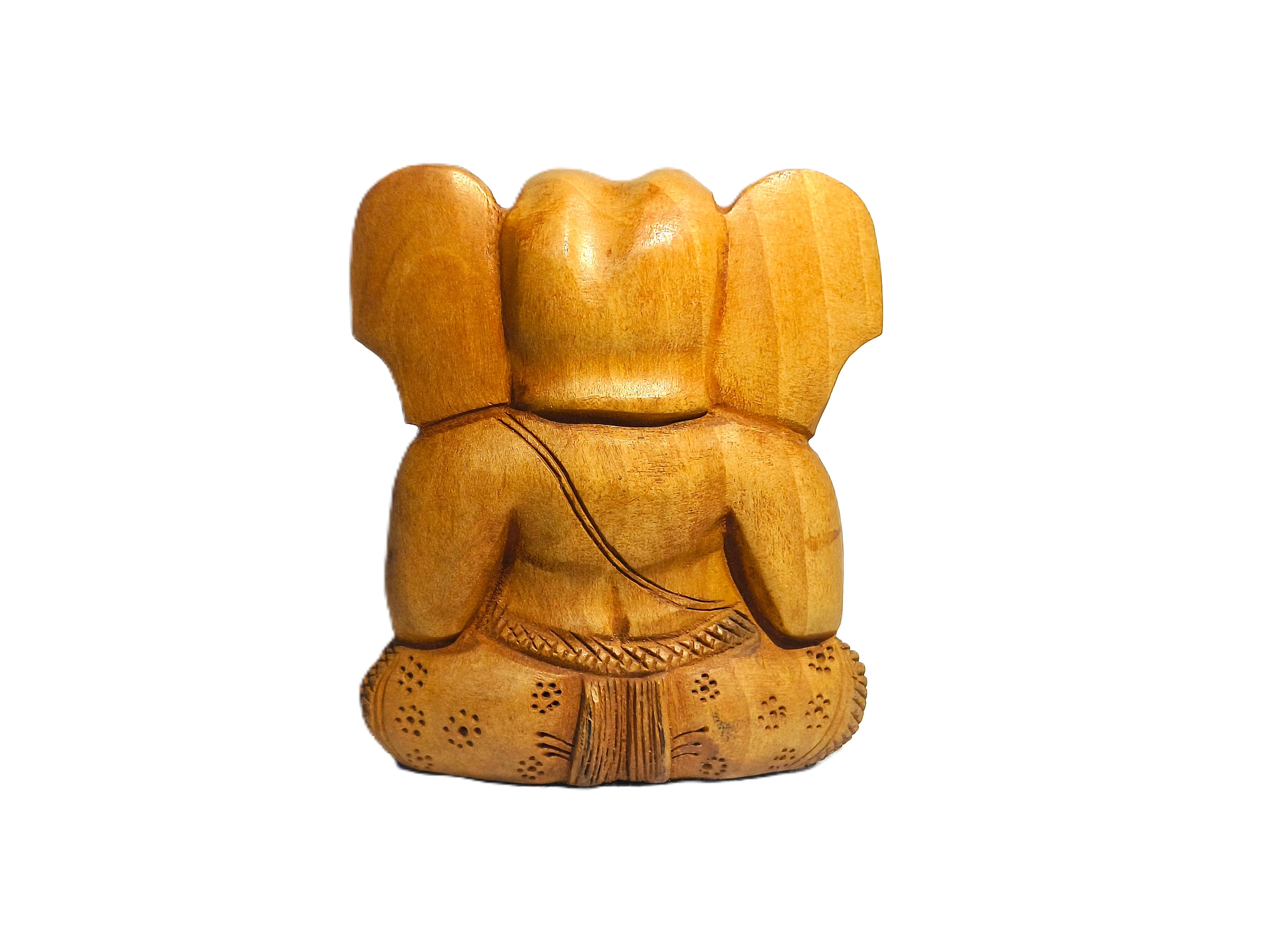 Traditional Indian Wooden Ganesha – Handcrafted Decorative Sculpture