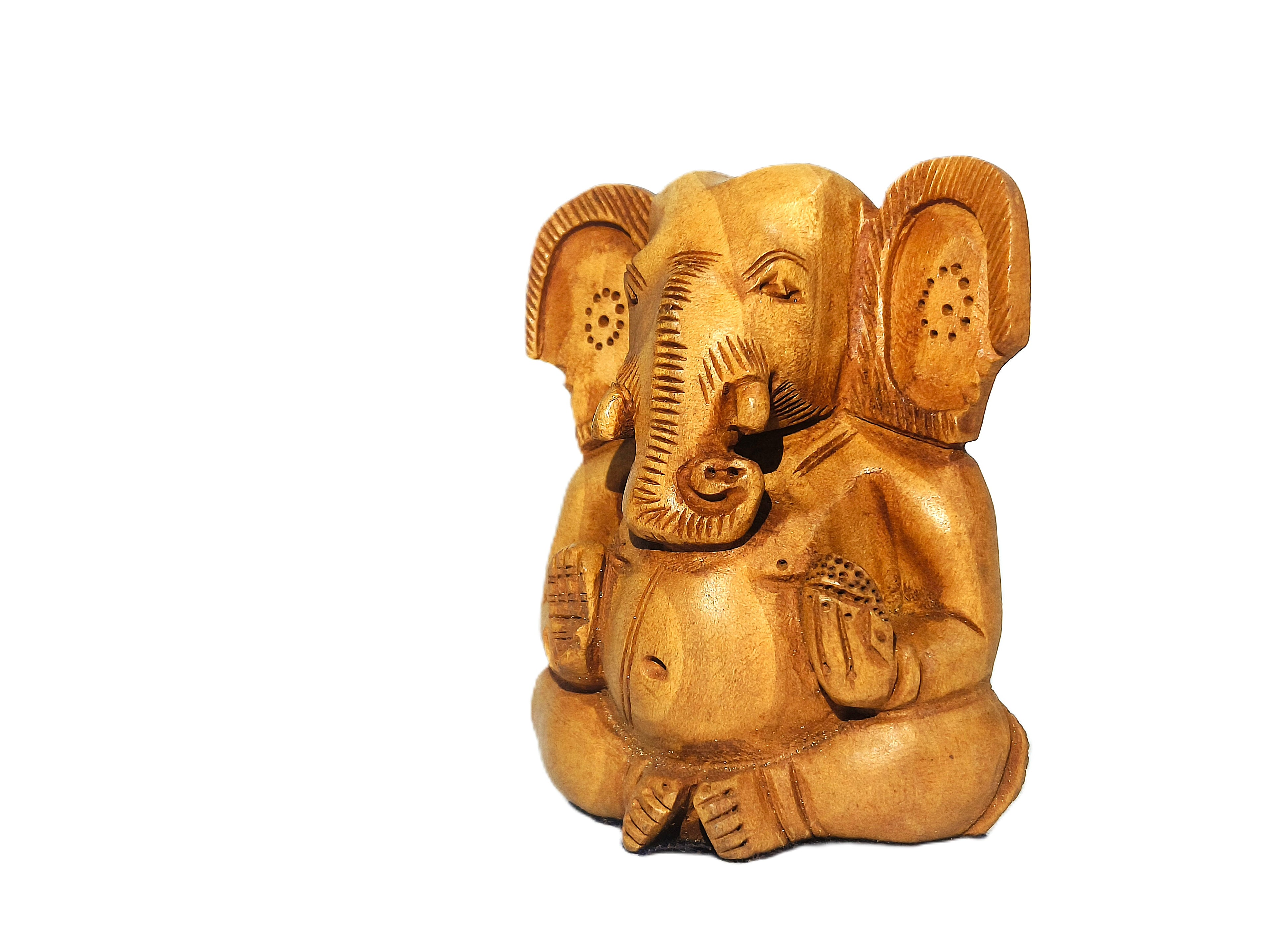 Traditional Indian Wooden Ganesha – Handcrafted Decorative Sculpture