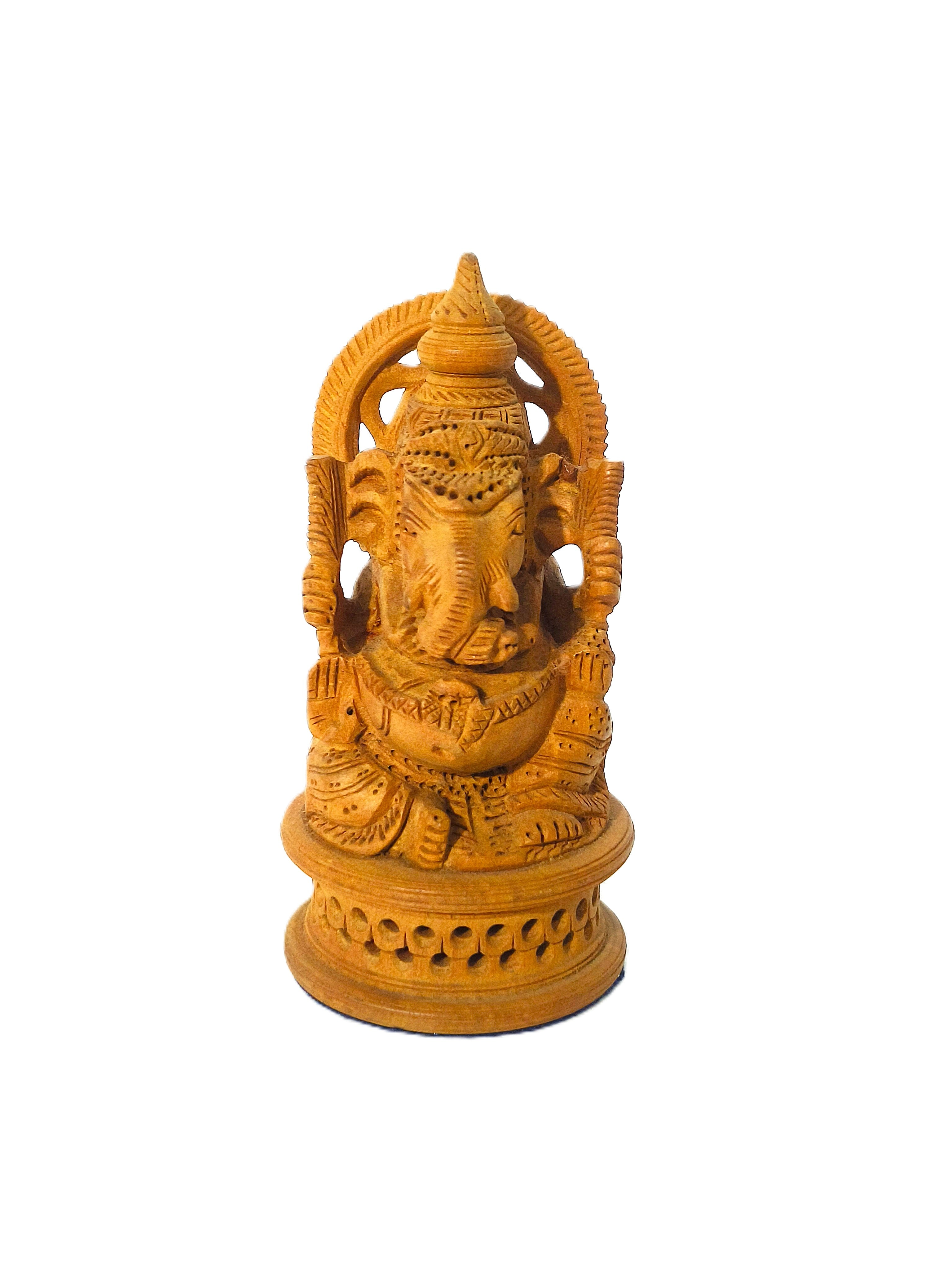 Handcrafted Wooden Lord Ganesha Idol for Home & Office Décor