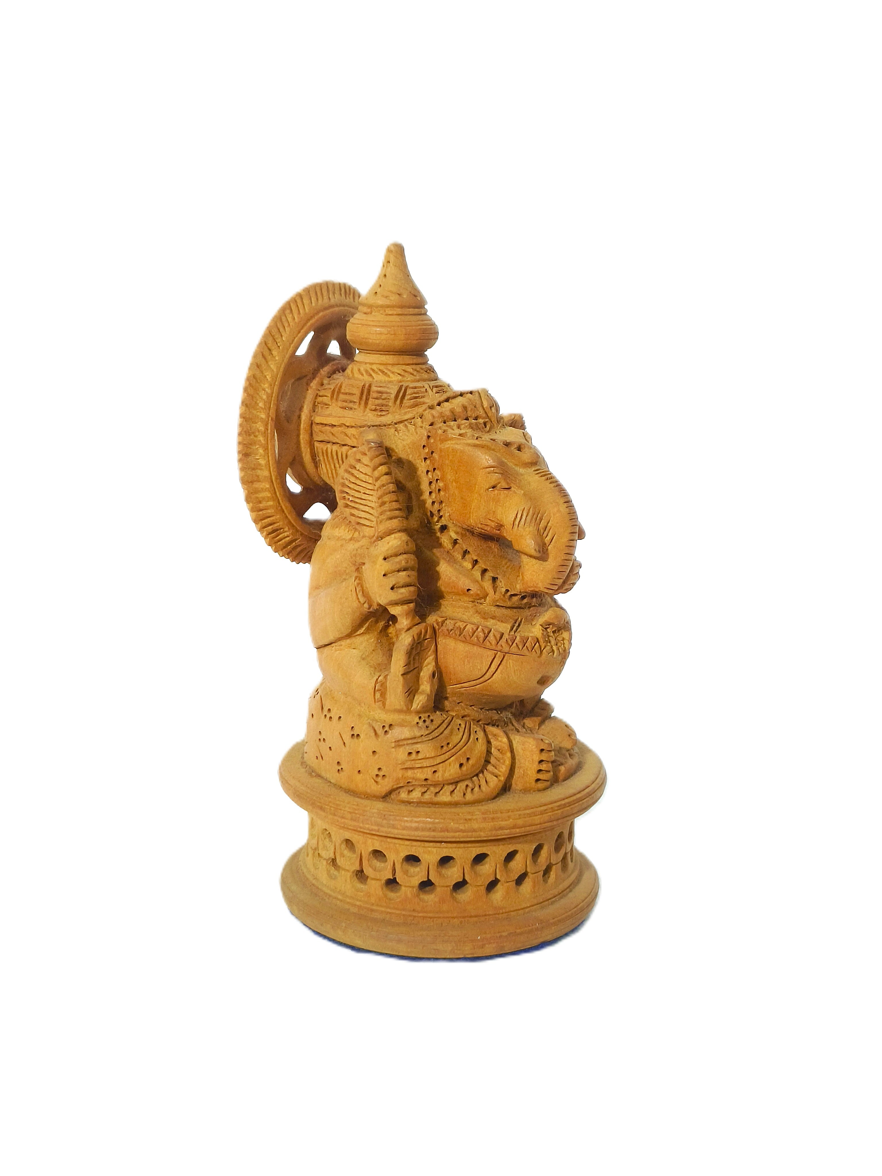 Handcrafted Wooden Lord Ganesha Idol for Home & Office Décor