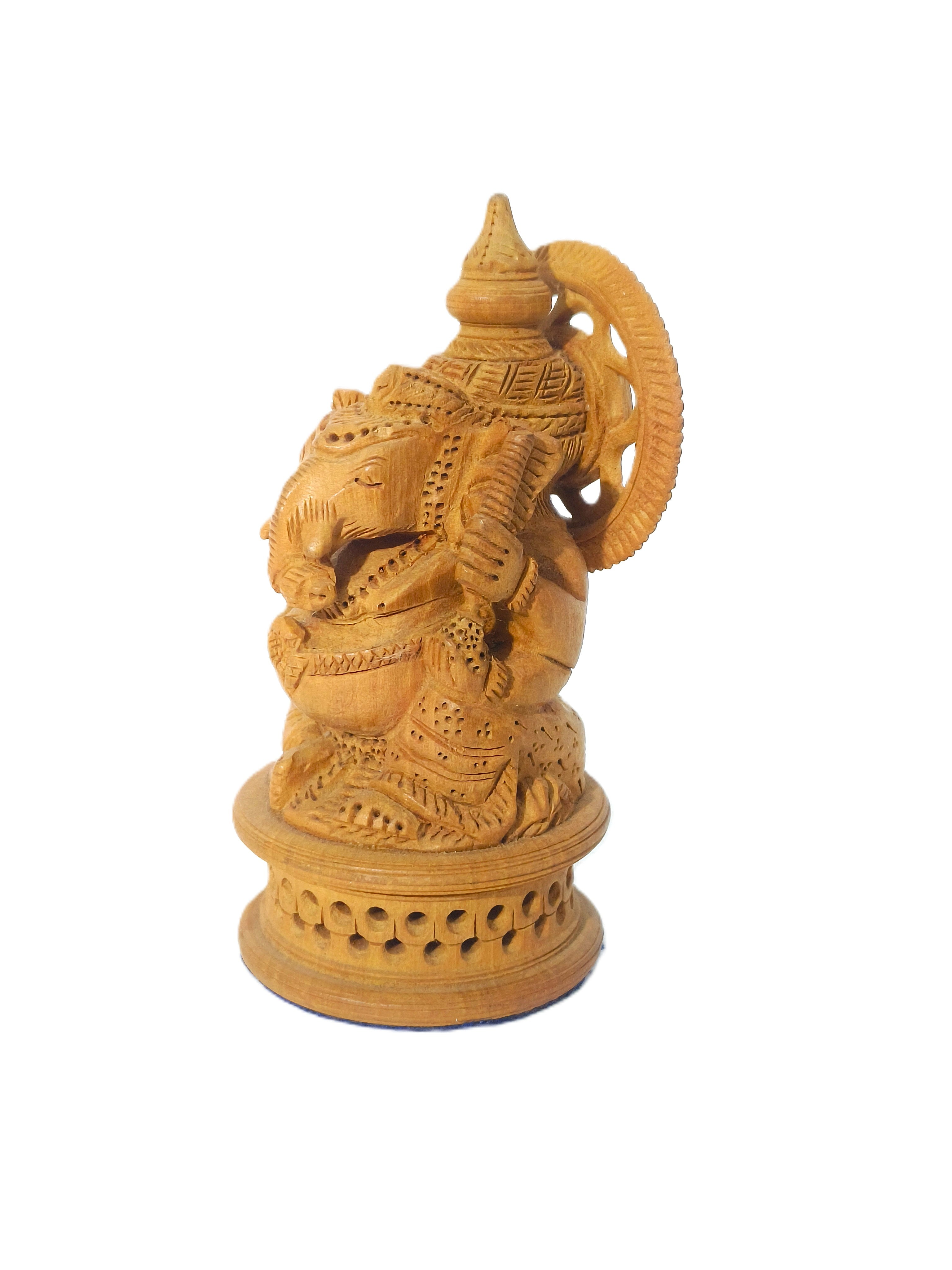 Handcrafted Wooden Lord Ganesha Idol for Home & Office Décor