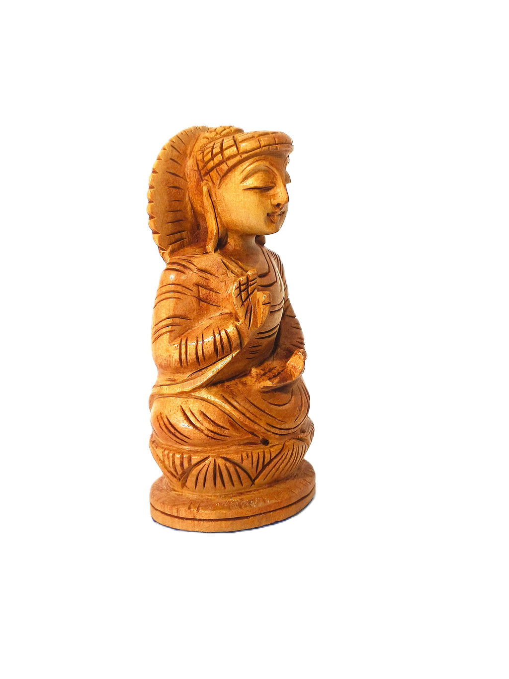 Lotus Peace – Artisan Wooden Buddha with Halo Design
