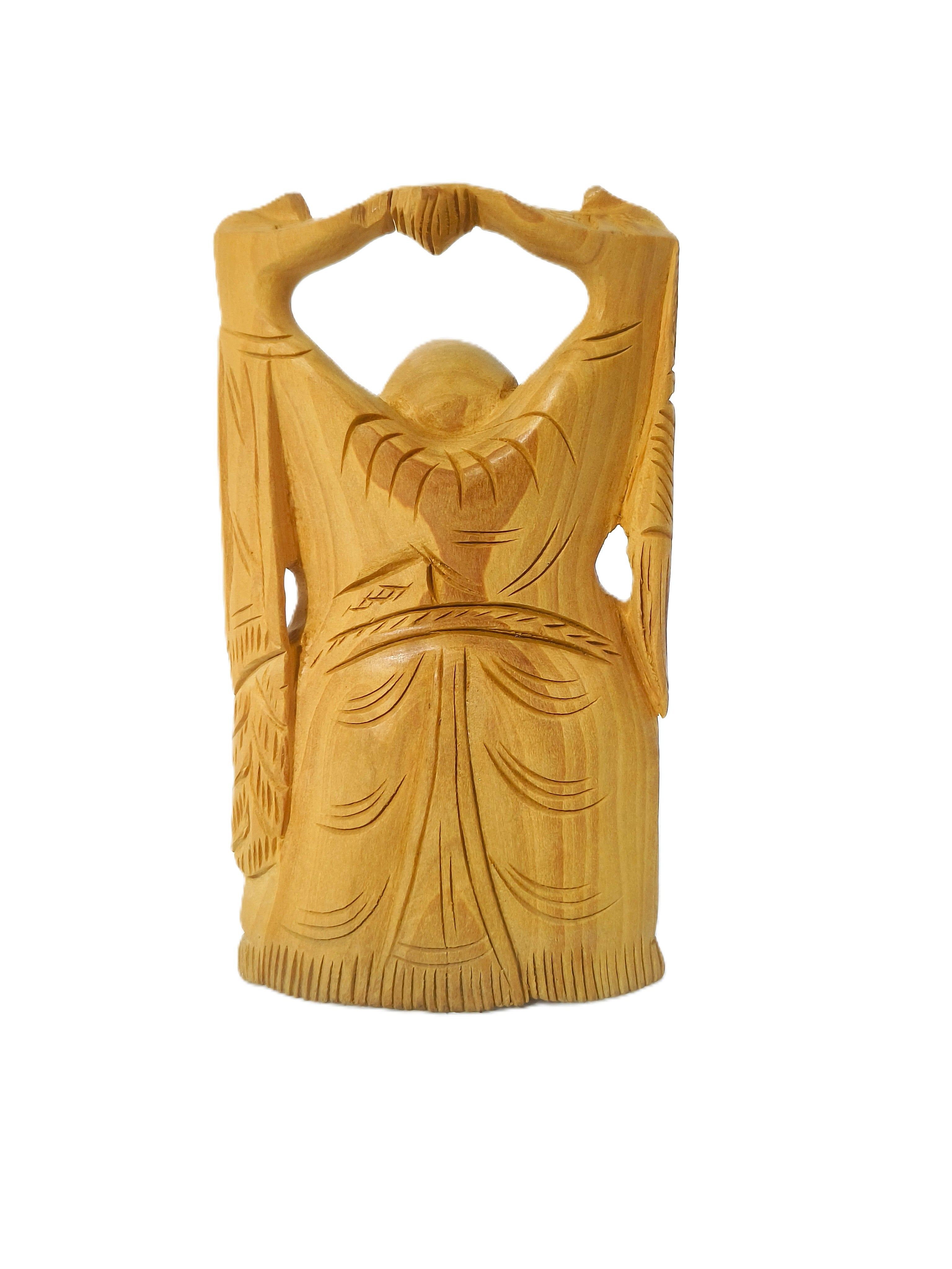 Ananda Bliss – Artisan Carved Wooden Laughing Buddha