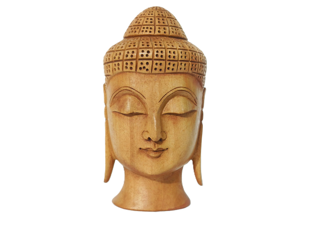 Soulful Silence – Artisan Wooden Buddha Face Sculpture