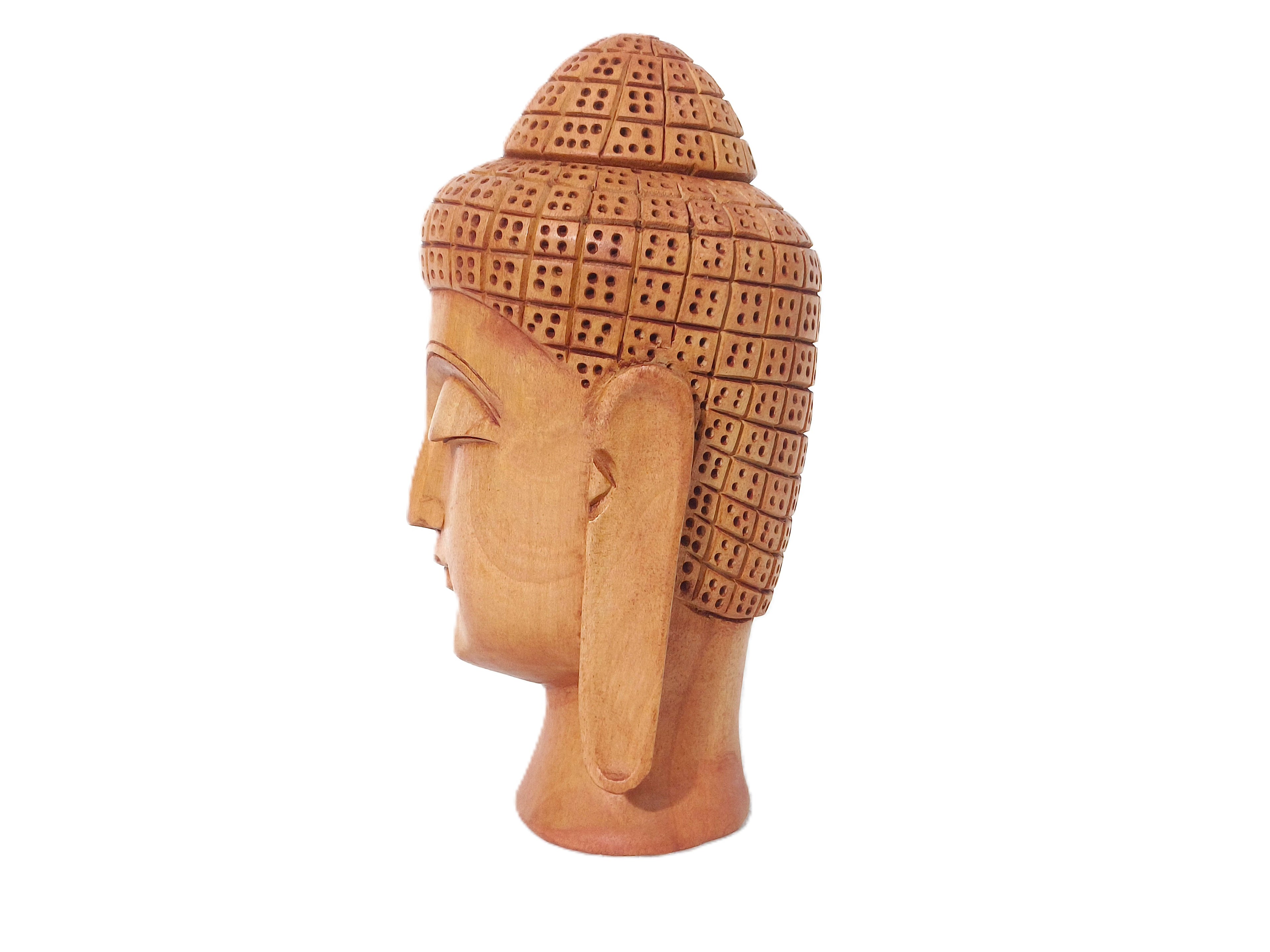 Soulful Silence – Artisan Wooden Buddha Face Sculpture