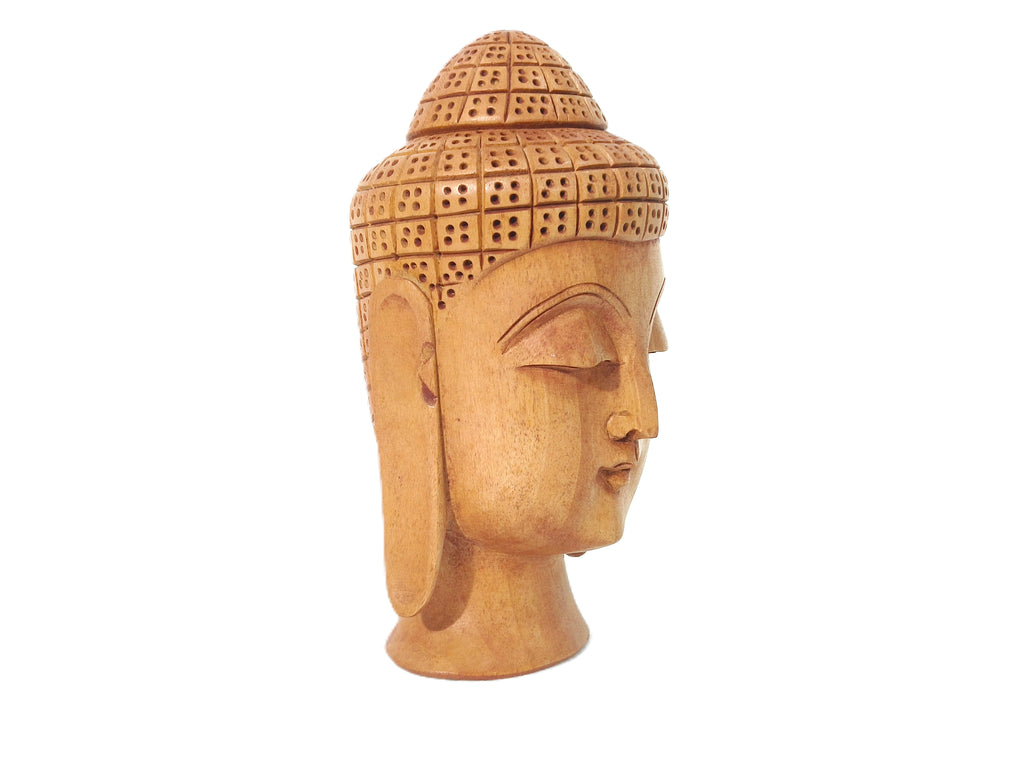 Soulful Silence – Artisan Wooden Buddha Face Sculpture