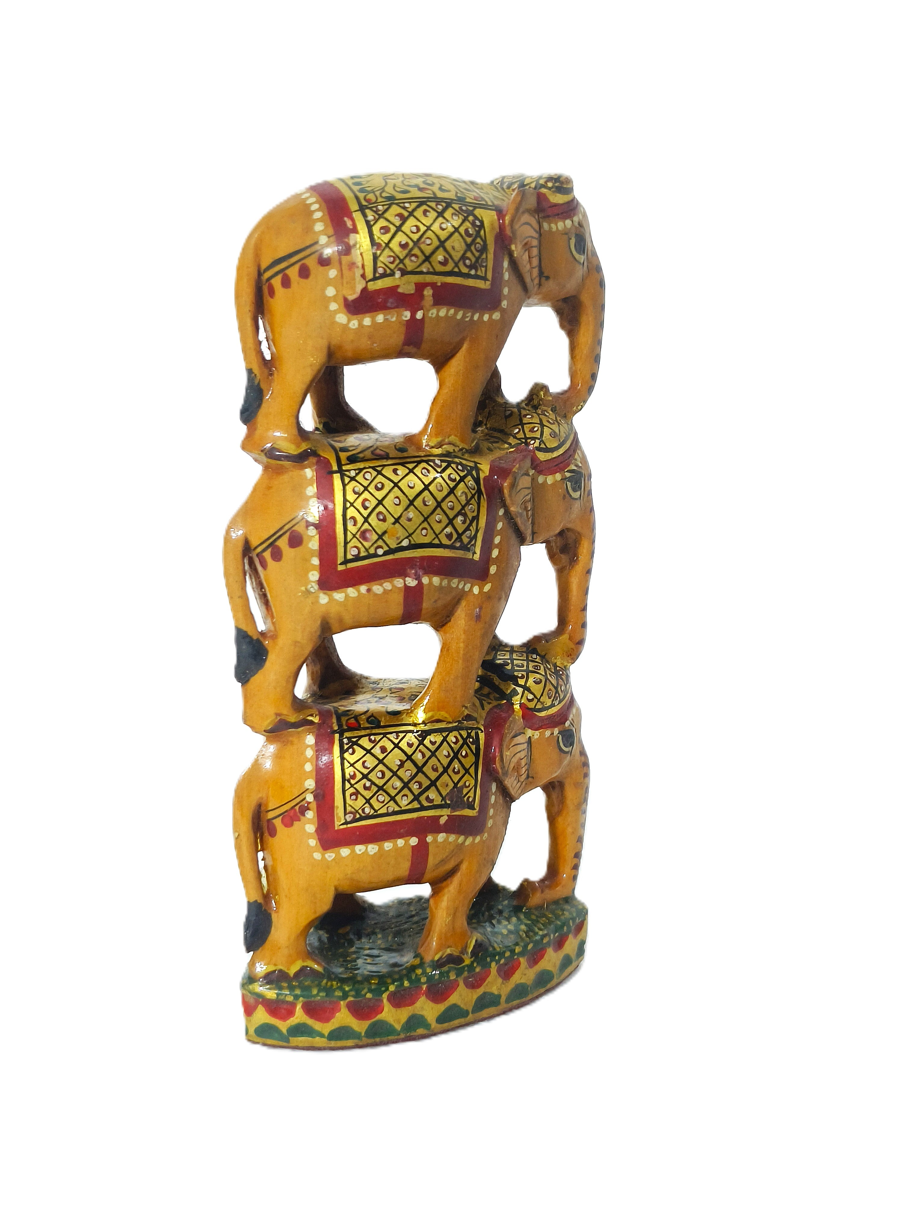 Sacred Strength – Traditional Hand-Painted Elephant Stack Art