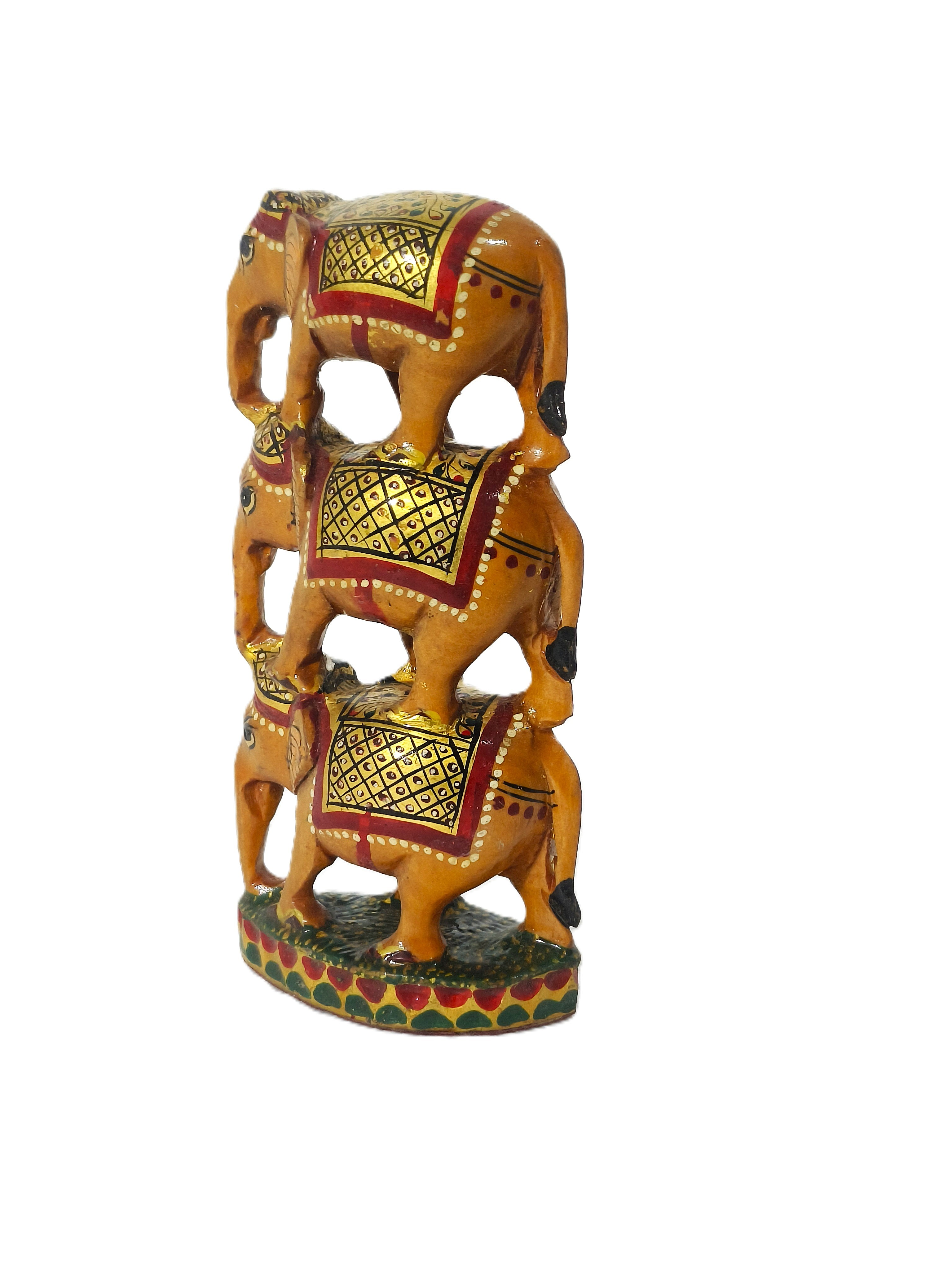 Sacred Strength – Traditional Hand-Painted Elephant Stack Art