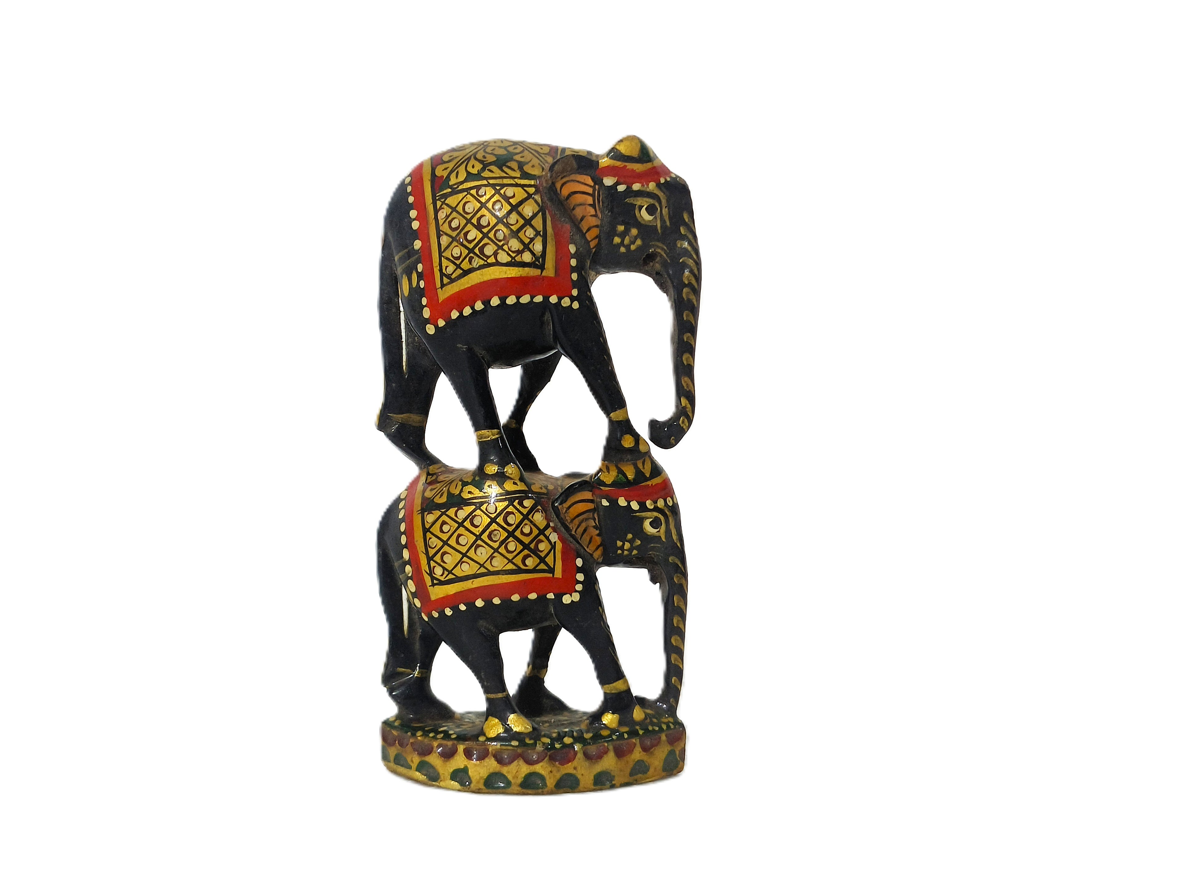 Royal Heritage – Black and gold colored wooden elephant handicraft