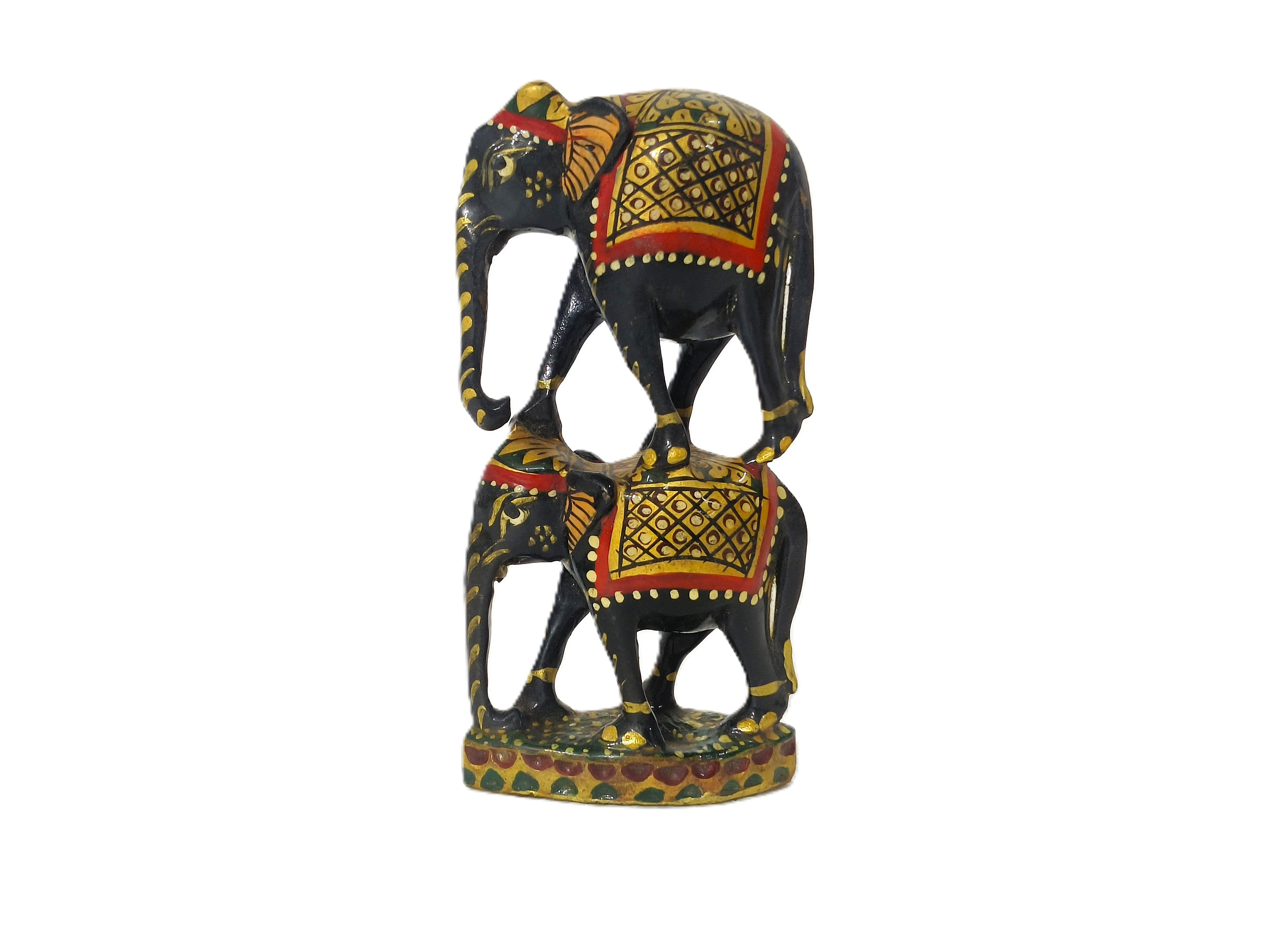 Royal Heritage – Black and gold colored wooden elephant handicraft