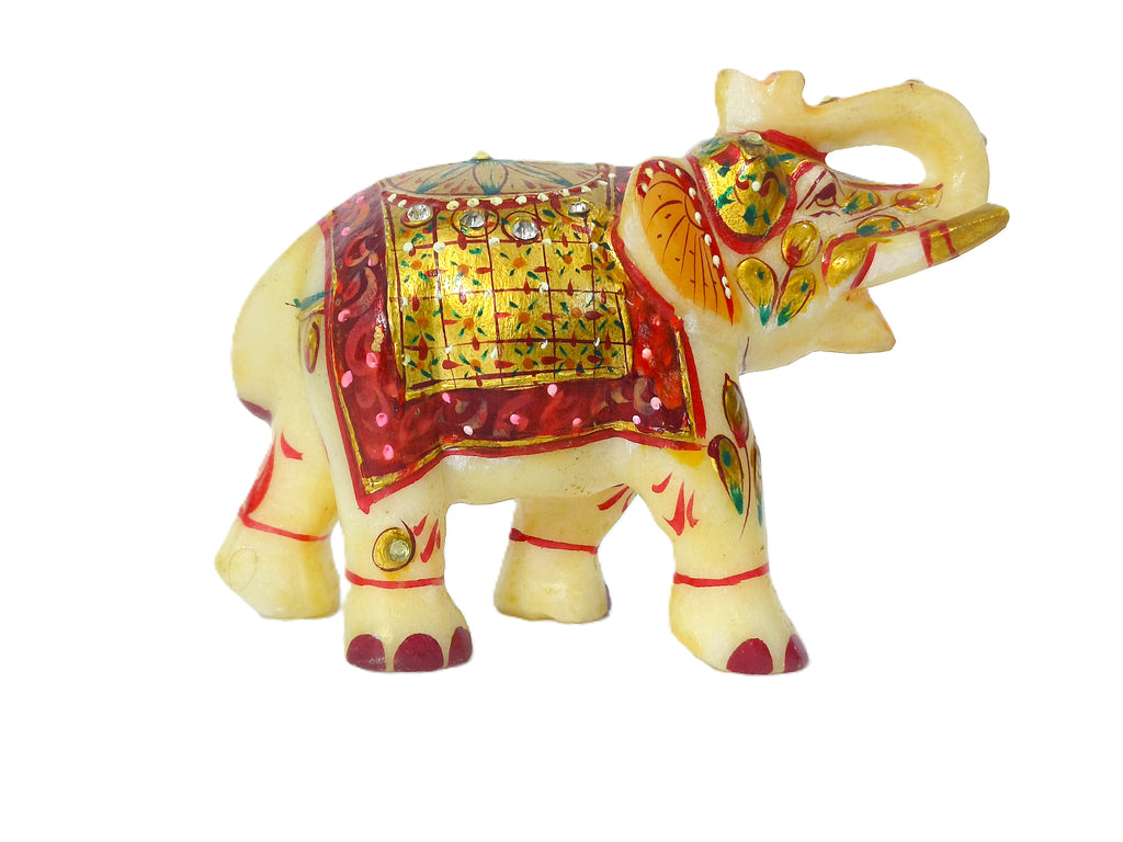 Rajwadi Grace – Gold-Accented Stone Elephant Sculpture