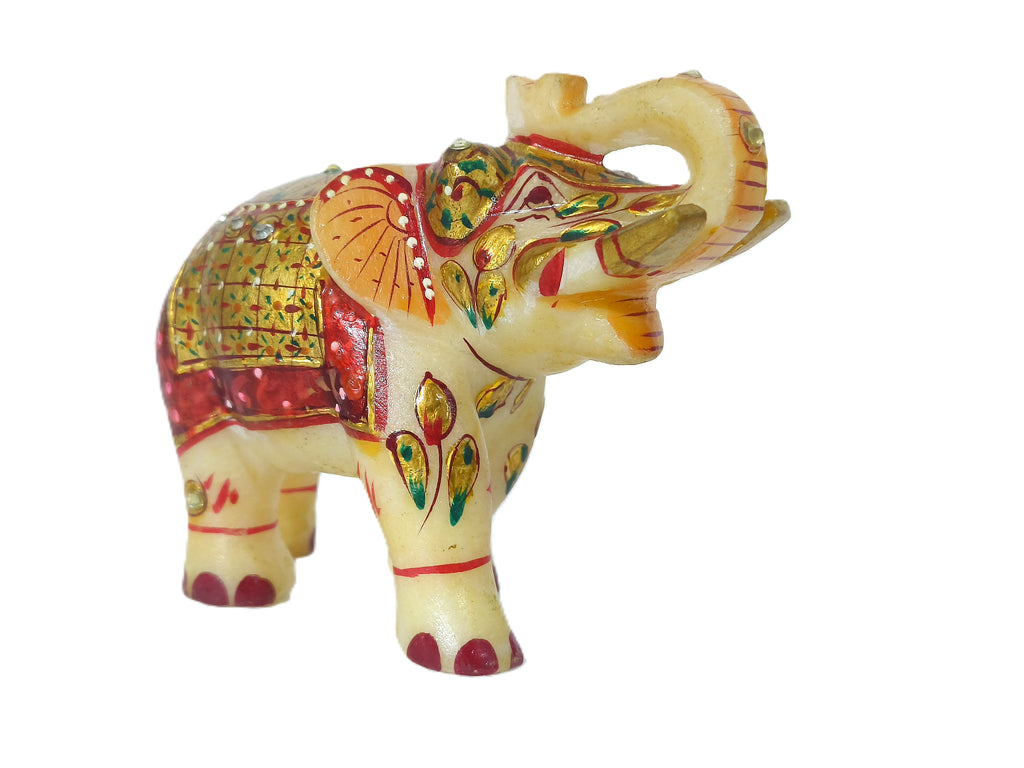 Rajwadi Grace – Gold-Accented Stone Elephant Sculpture