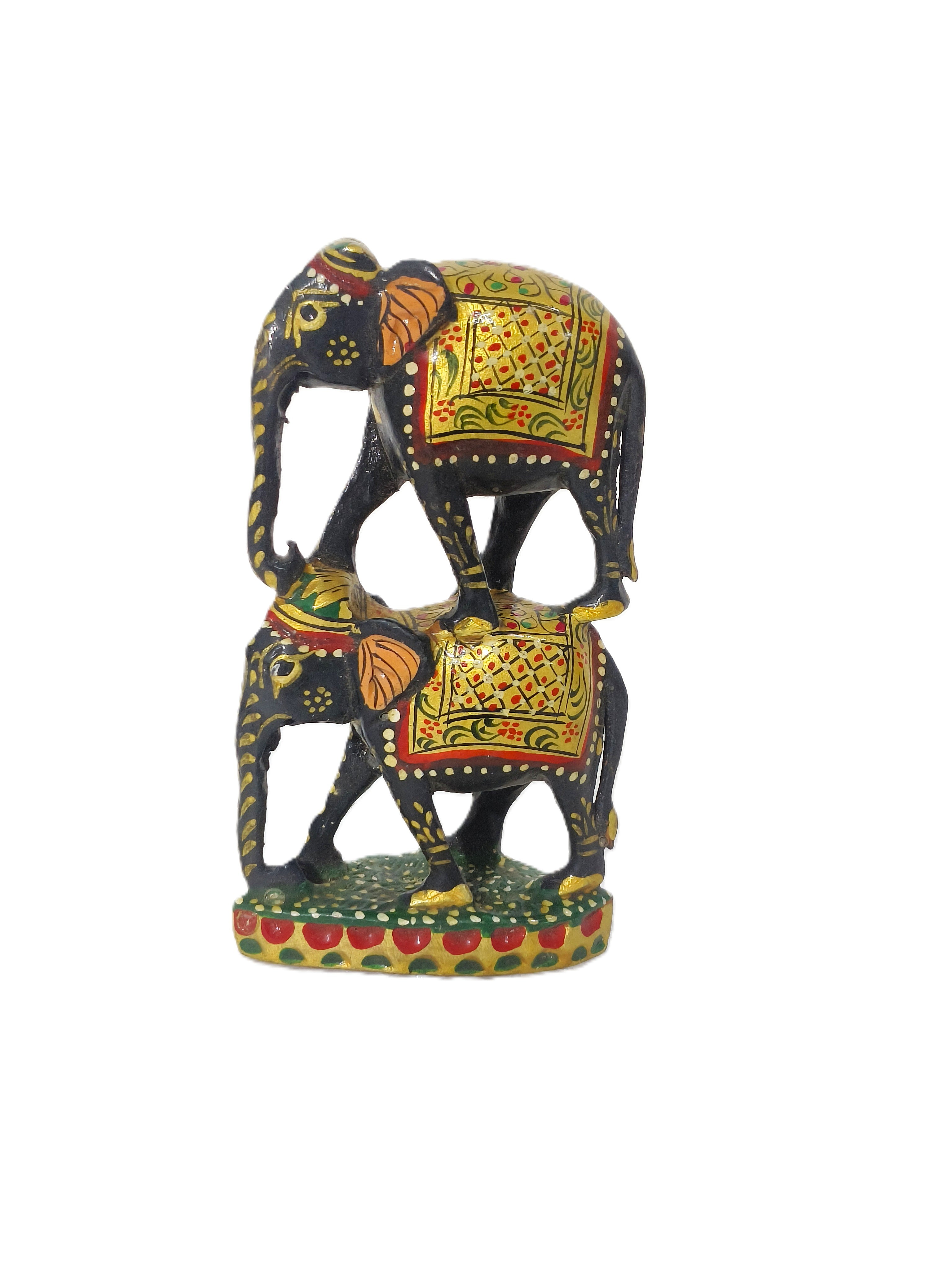 Virasat Grace – Double Elephant Wooden Art Sculpture