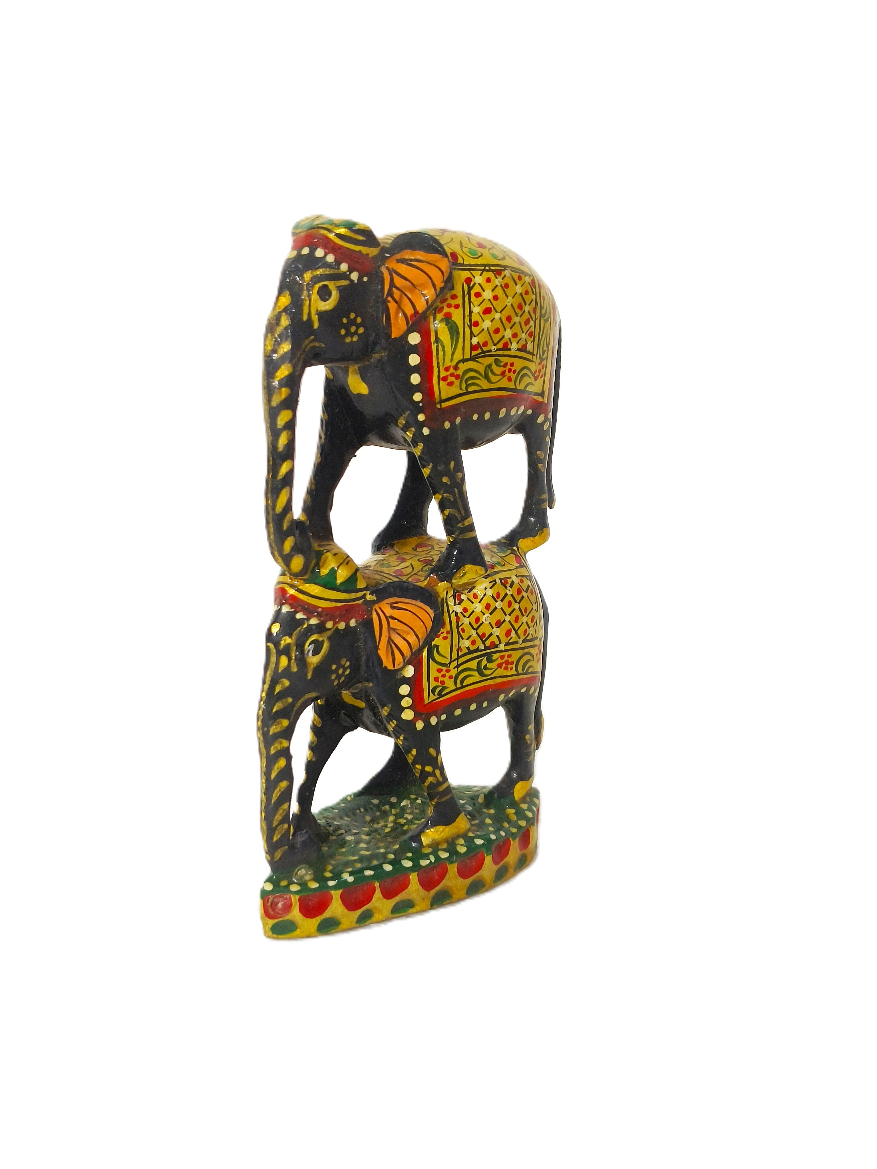 Virasat Grace – Double Elephant Wooden Art Sculpture