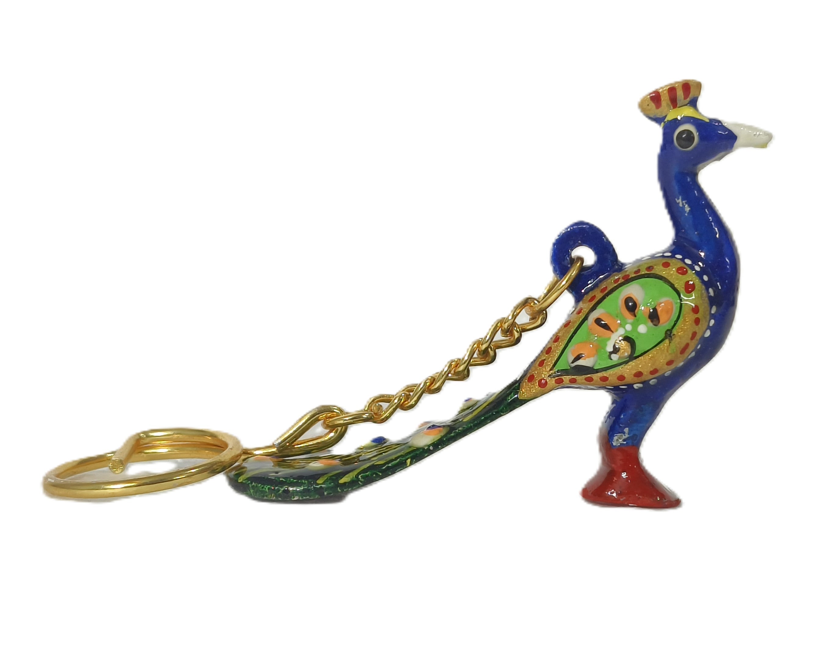 Royal Peacock Charm – Handcrafted Hand-Painted Metal Keychain