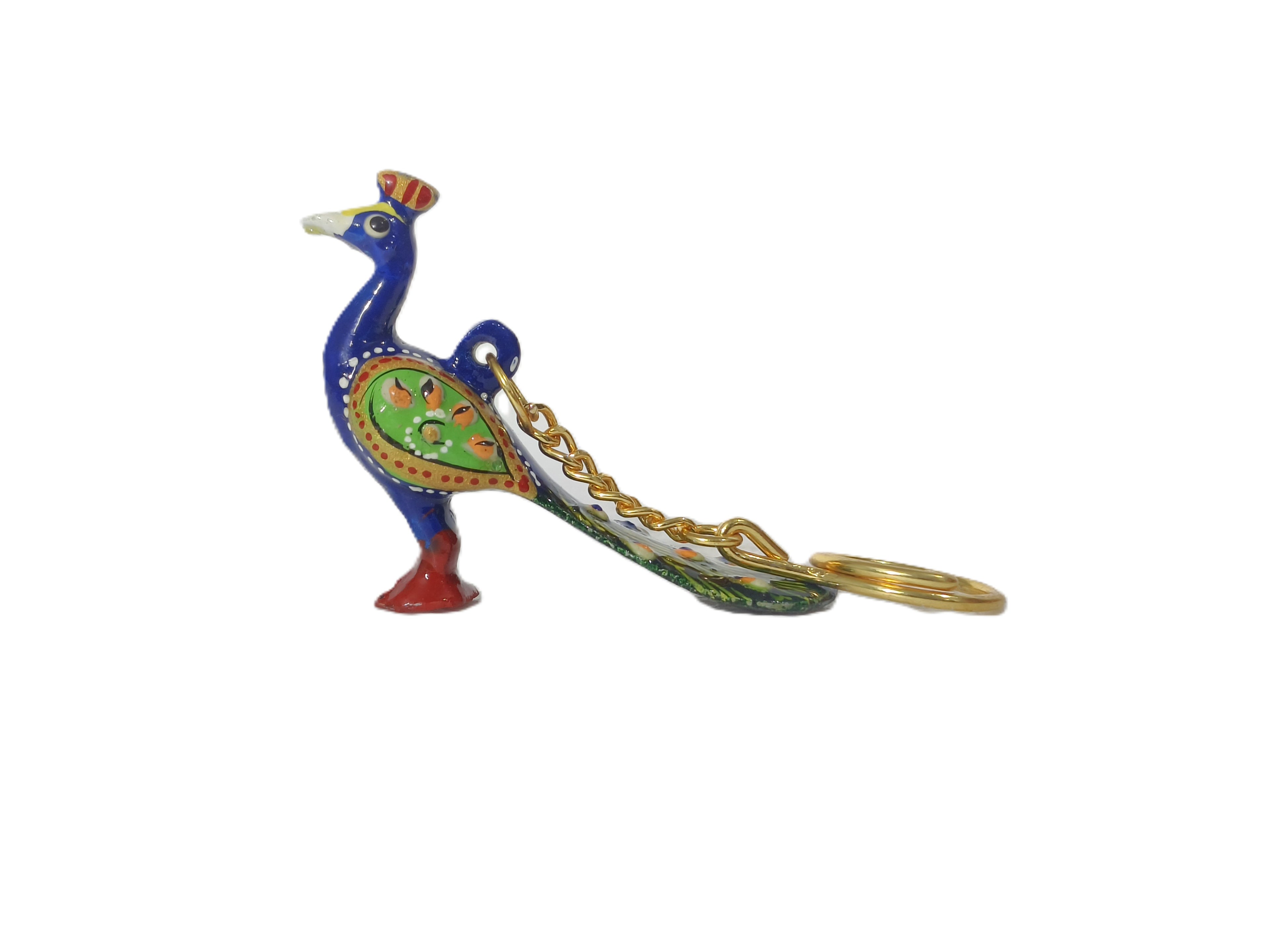 Royal Peacock Charm – Handcrafted Hand-Painted Metal Keychain