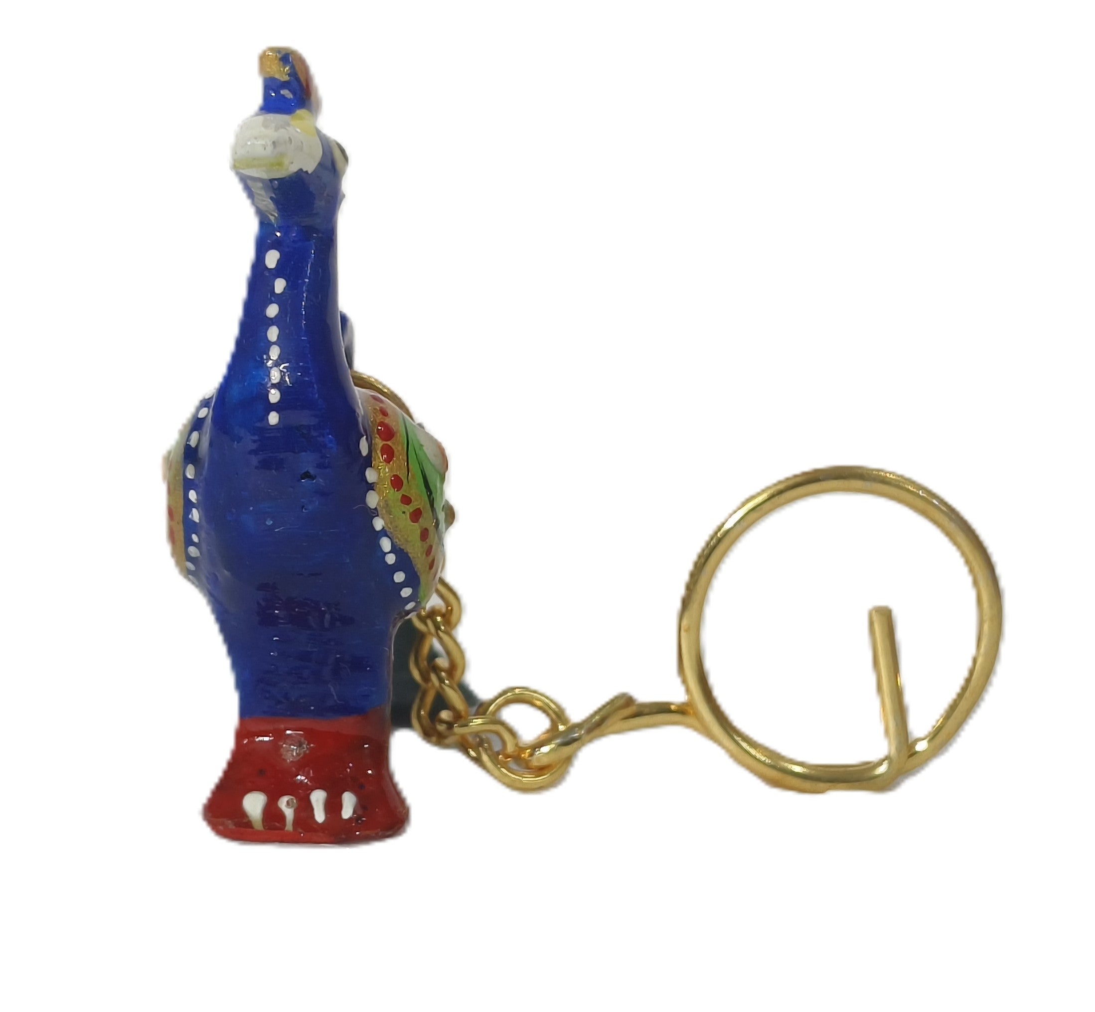 Royal Peacock Charm – Handcrafted Hand-Painted Metal Keychain