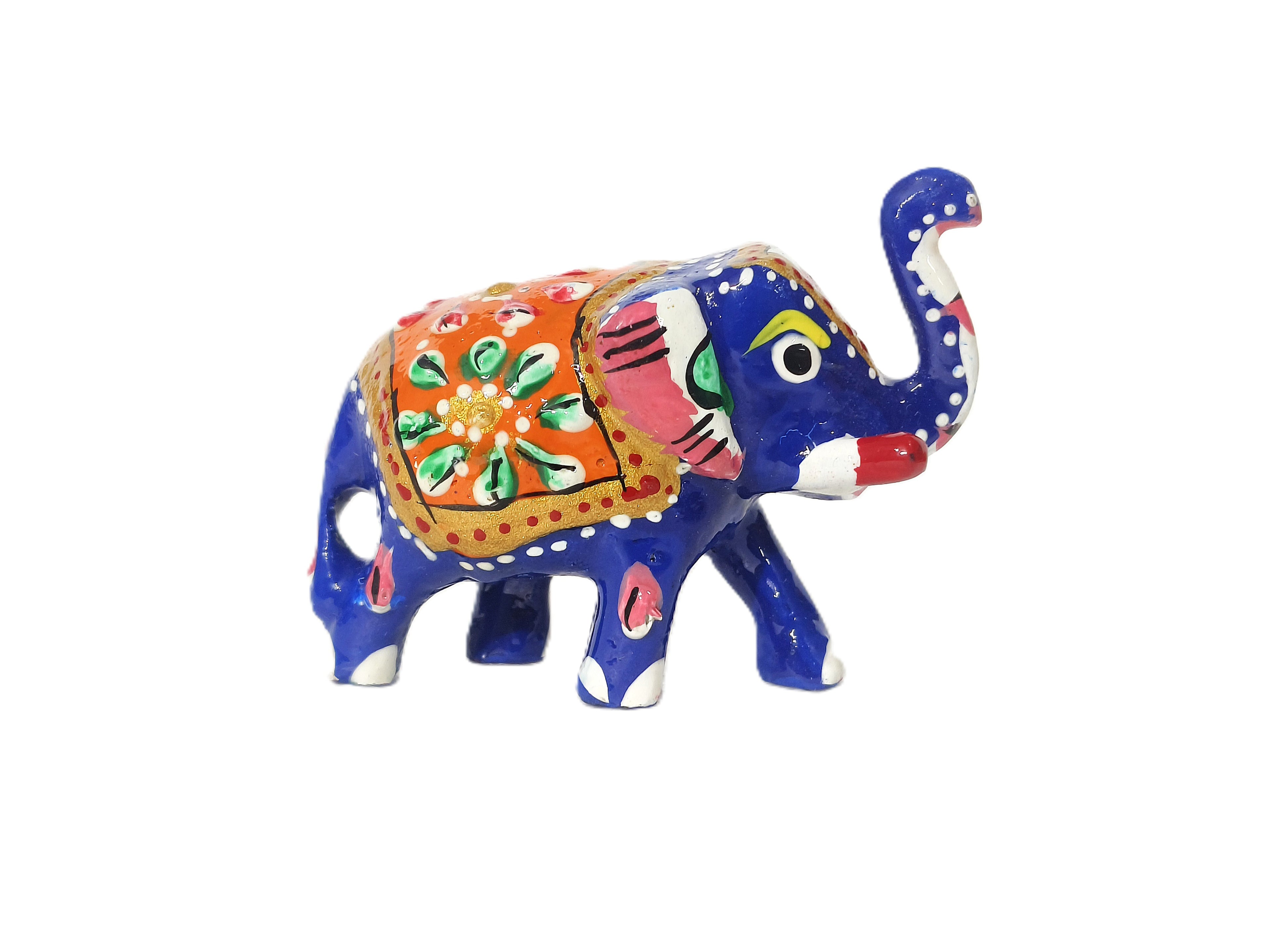 Royal Blue Hand-Painted Elephant Figurine – Traditional Indian Handicraft Art
