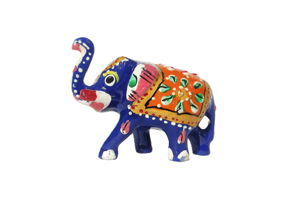 Royal Blue Hand-Painted Elephant Figurine – Traditional Indian Handicraft Art