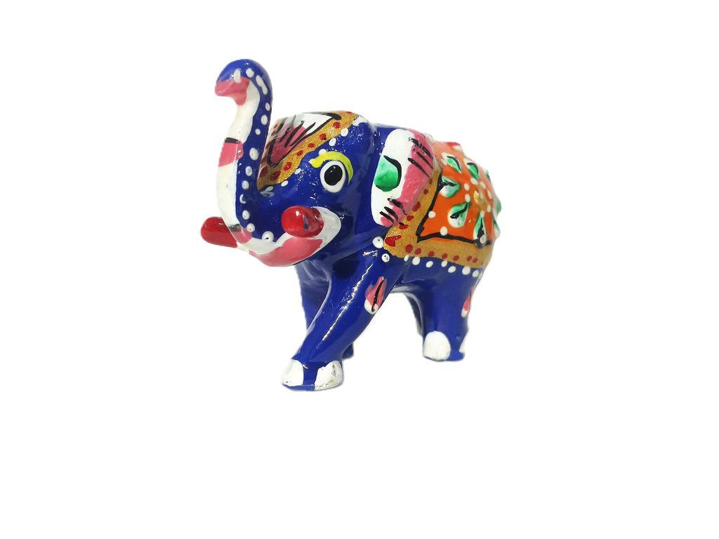 Royal Blue Hand-Painted Elephant Figurine – Traditional Indian Handicraft Art
