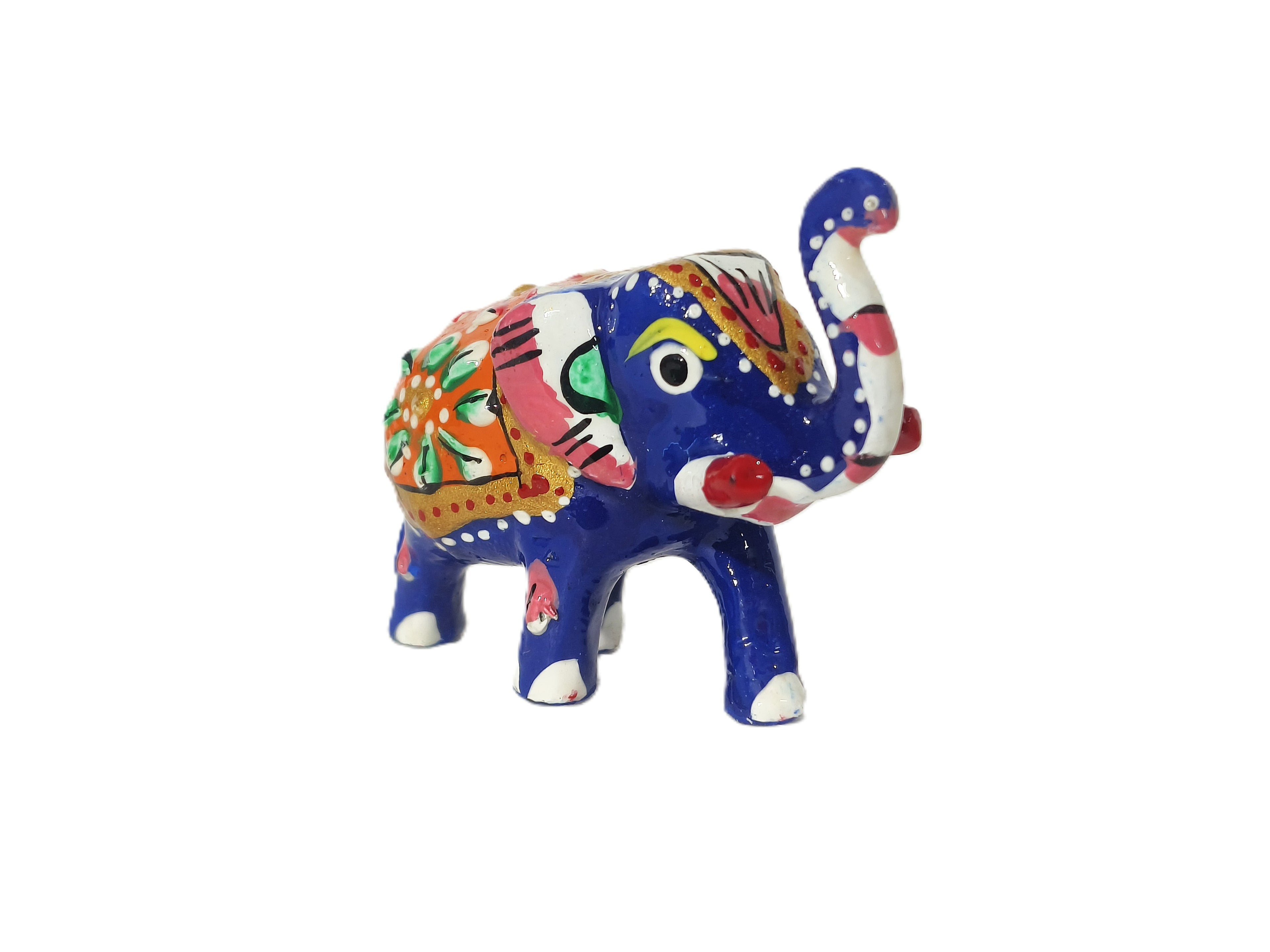 Royal Blue Hand-Painted Elephant Figurine – Traditional Indian Handicraft Art