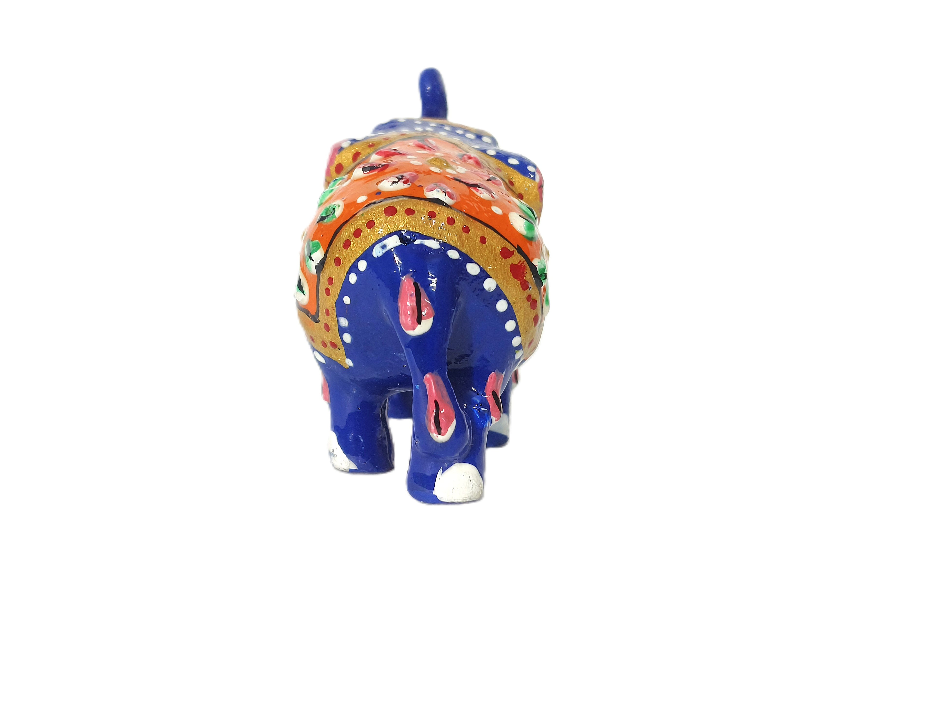 Royal Blue Hand-Painted Elephant Figurine – Traditional Indian Handicraft Art