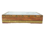 Magnificent wooden storage box with a velvet lining, adorned with crushed Indian gemstones