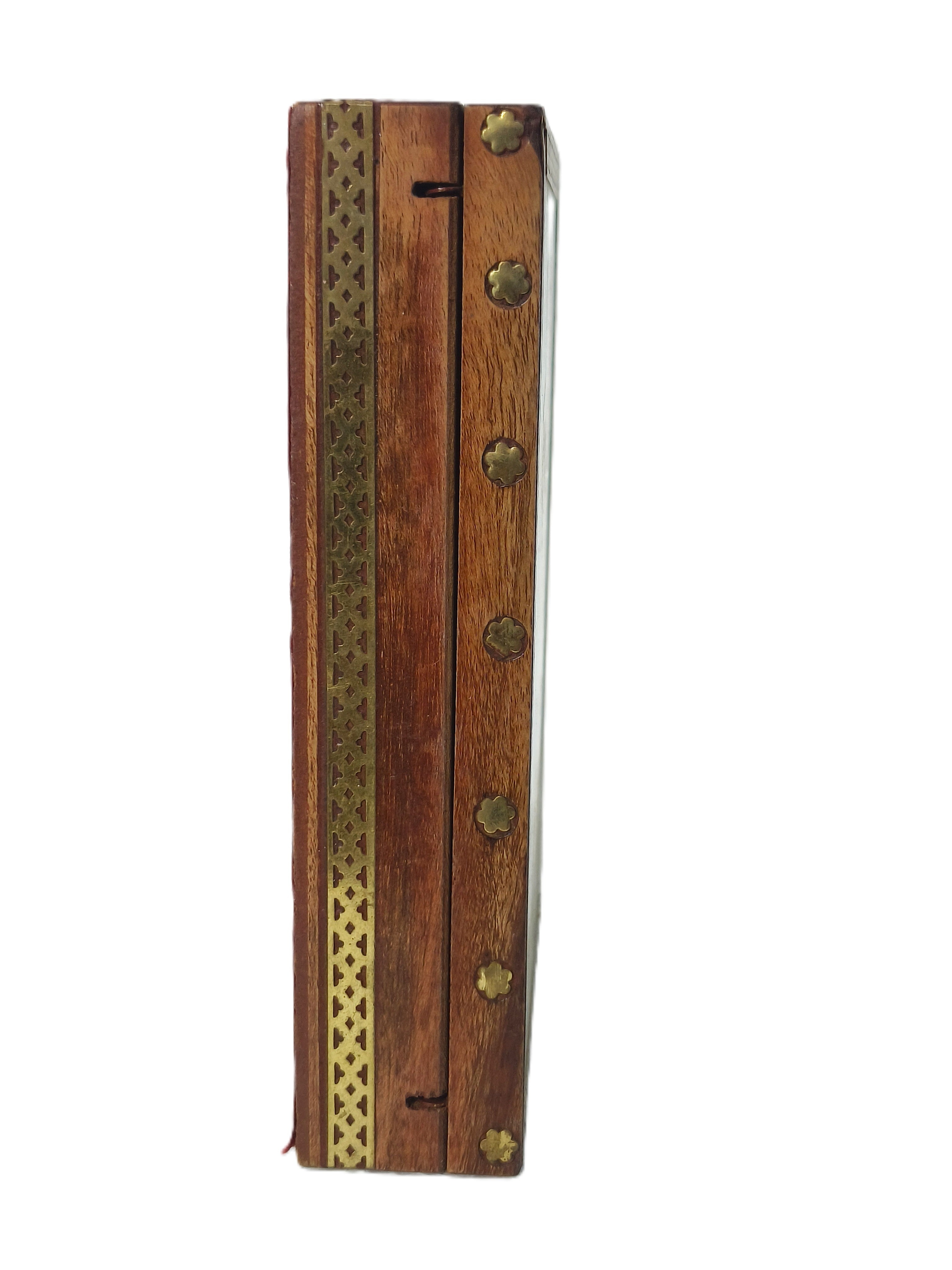 Magnificent wooden storage box with a velvet lining, adorned with crushed Indian gemstones